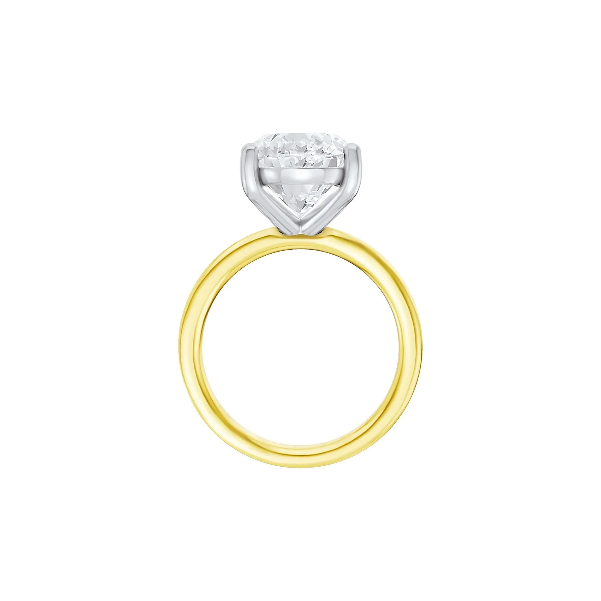 Lab Grown Diamond Oval Solitaire Ring 14K Yellow & White Gold (9 CT.) Size 7.5 2mm - Image 2