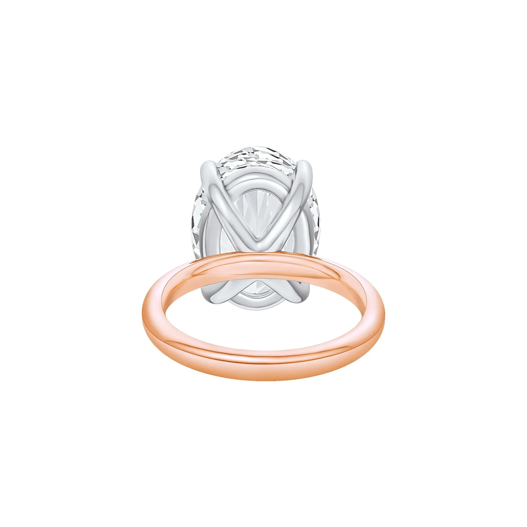 Lab Grown Diamond Oval Solitaire Ring 14K Rose & White Gold (10 CT.) Size 10 2mm - Image 4