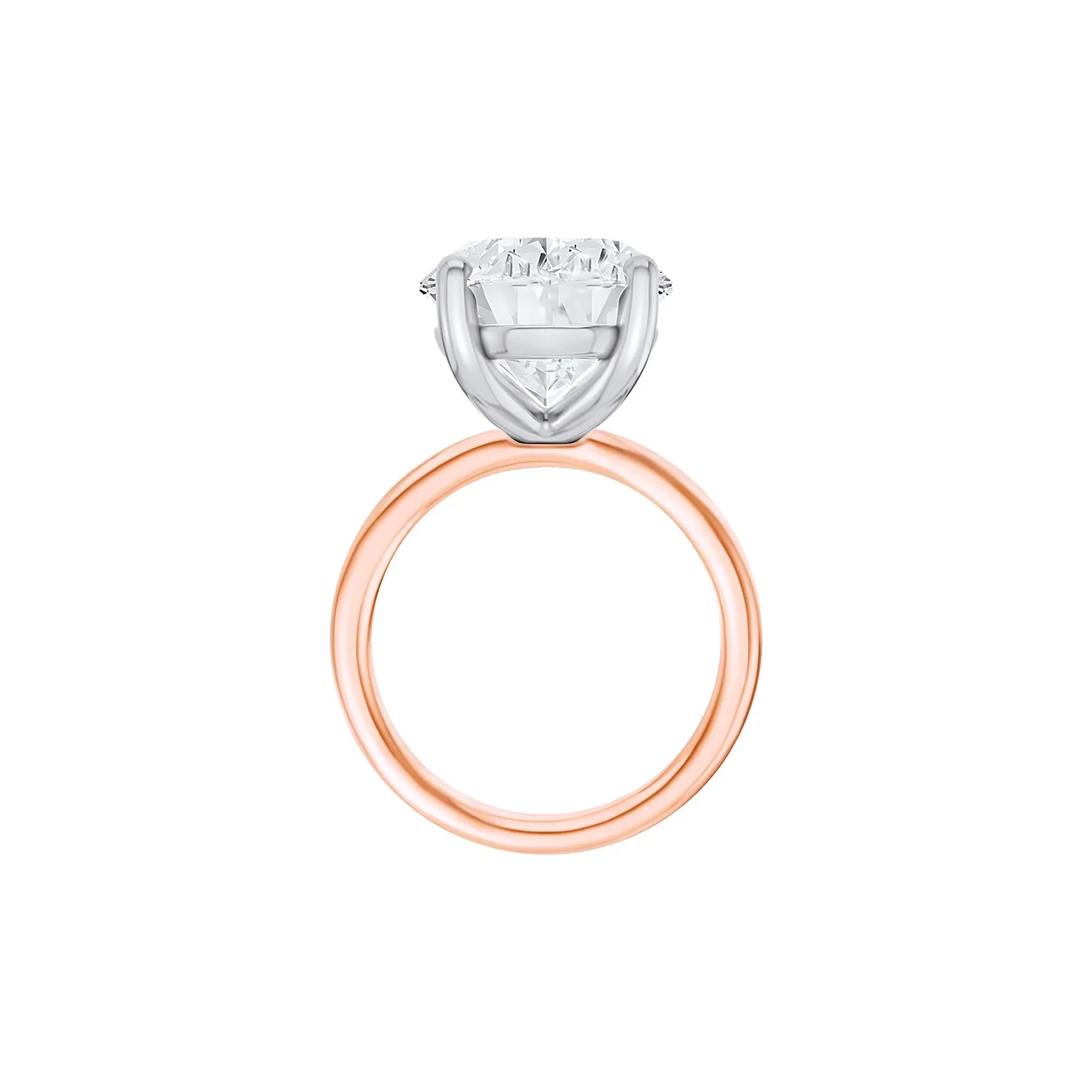 Lab Grown Diamond Oval Solitaire Ring 14K Rose & White Gold (10 CT.) Size 11 2mm - Image 2