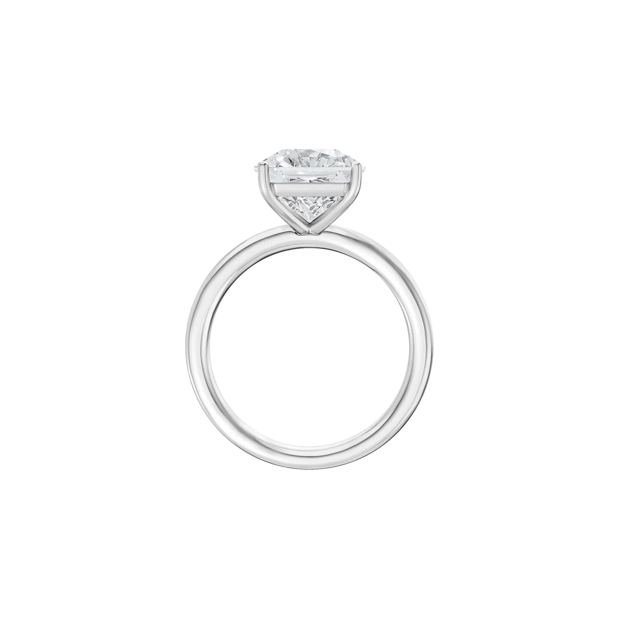 Lab Grown Diamond Square Solitaire Ring Platinum (3 CT.) White Size 7.5 2mm - Image 2