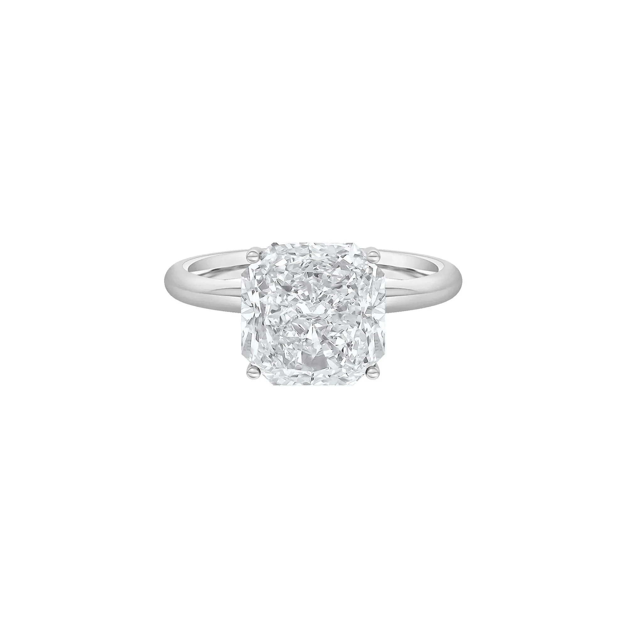 Lab Grown Diamond Square Solitaire Ring Platinum (3 CT.) White Size 8 2mm