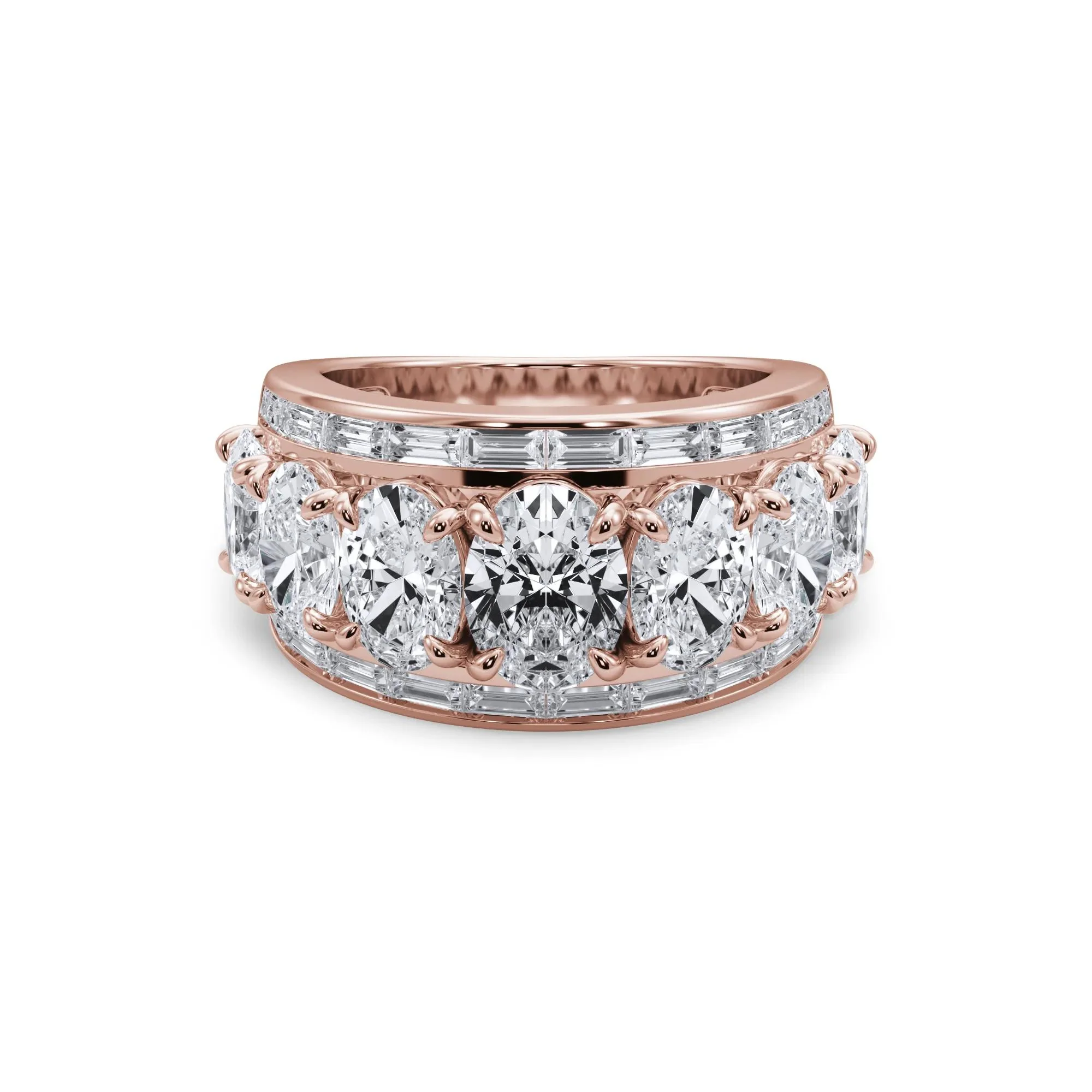 6 CT. Tw. Lab Grown Diamond Multi-Row Anniversary Band Ring 14K Rose Gold Size 6.5