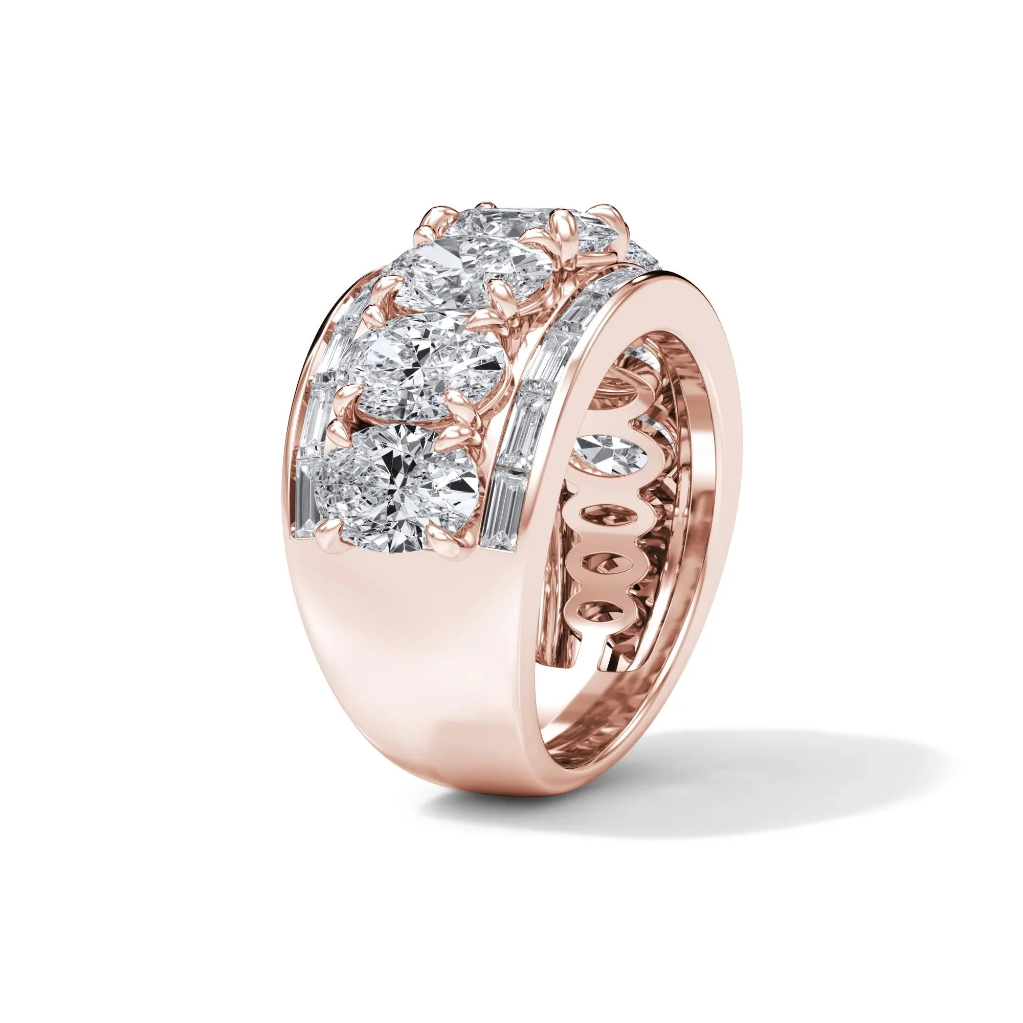 6 CT. Tw. Lab Grown Diamond Multi-Row Anniversary Band Ring 14K Rose Gold Size 7 - Image 3