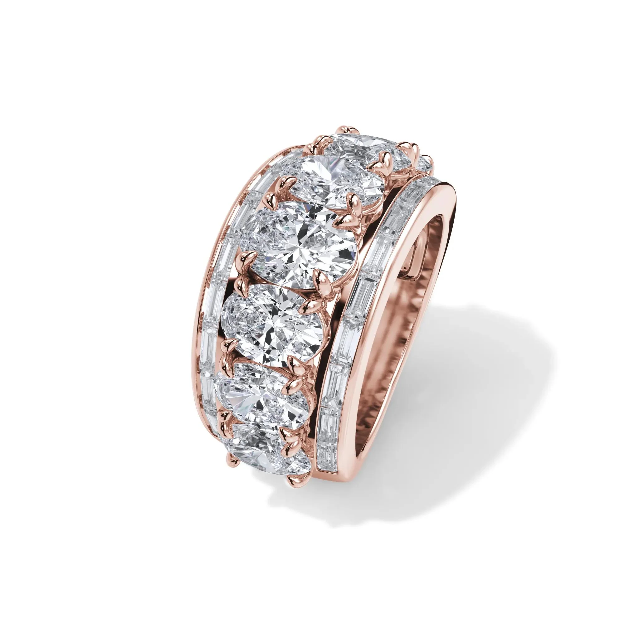 6 CT. Tw. Lab Grown Diamond Multi-Row Anniversary Band Ring 14K Rose Gold Size 7 - Image 4