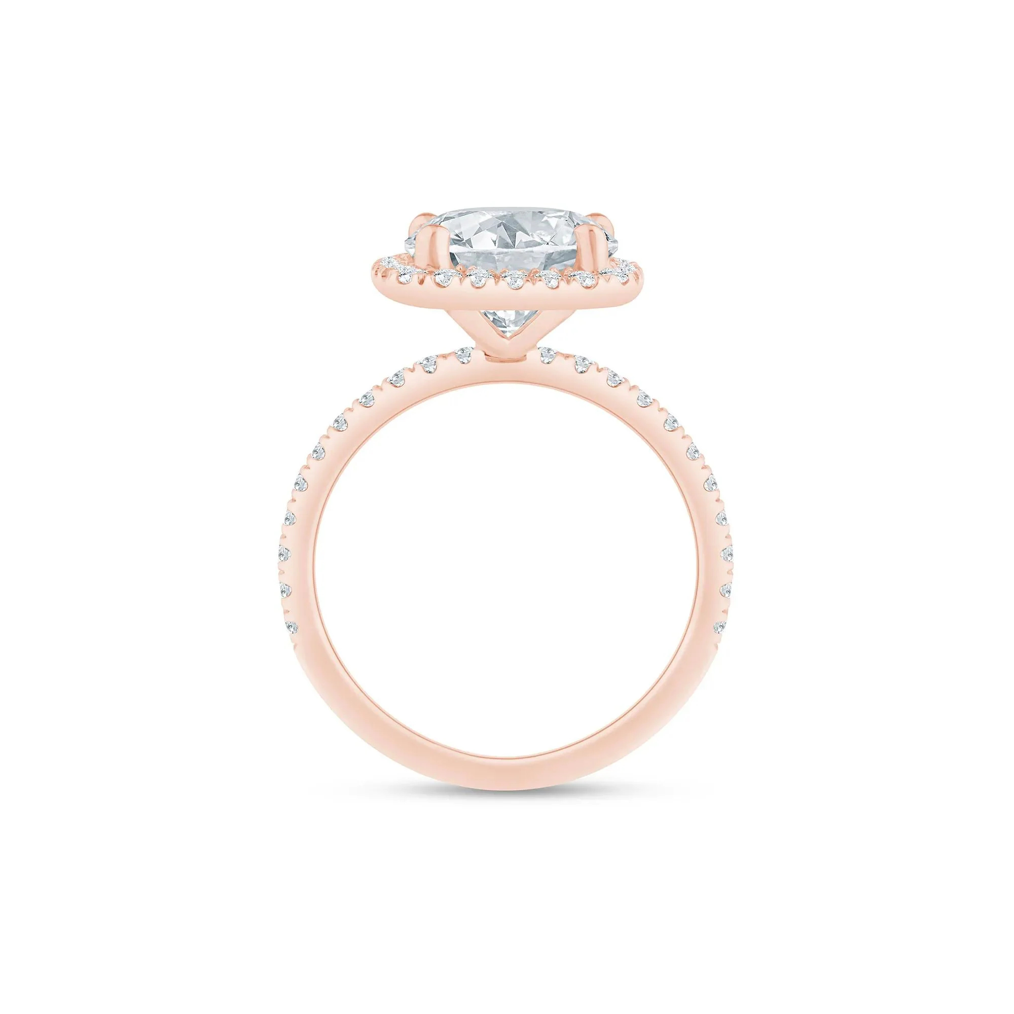 4 CT. Tw. Lab Grown Diamond Halo Engagement Ring 14K Rose Gold Size 6.5 1.5mm - Image 2