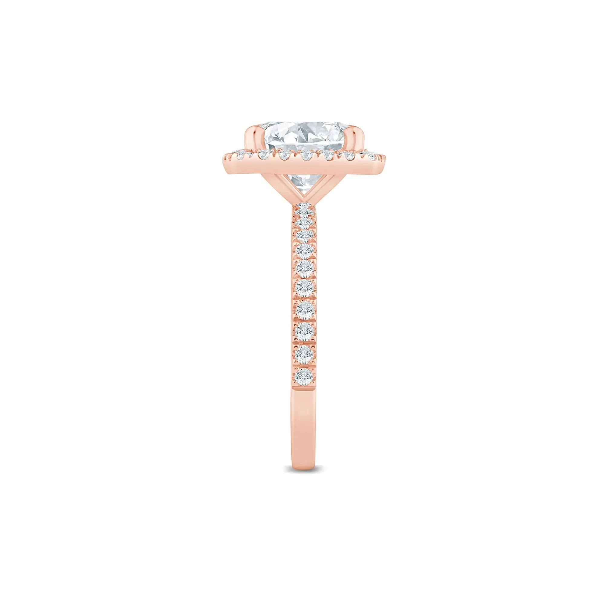 4 CT. Tw. Lab Grown Diamond Halo Engagement Ring 14K Rose Gold Size 7.5 1.5mm - Image 3