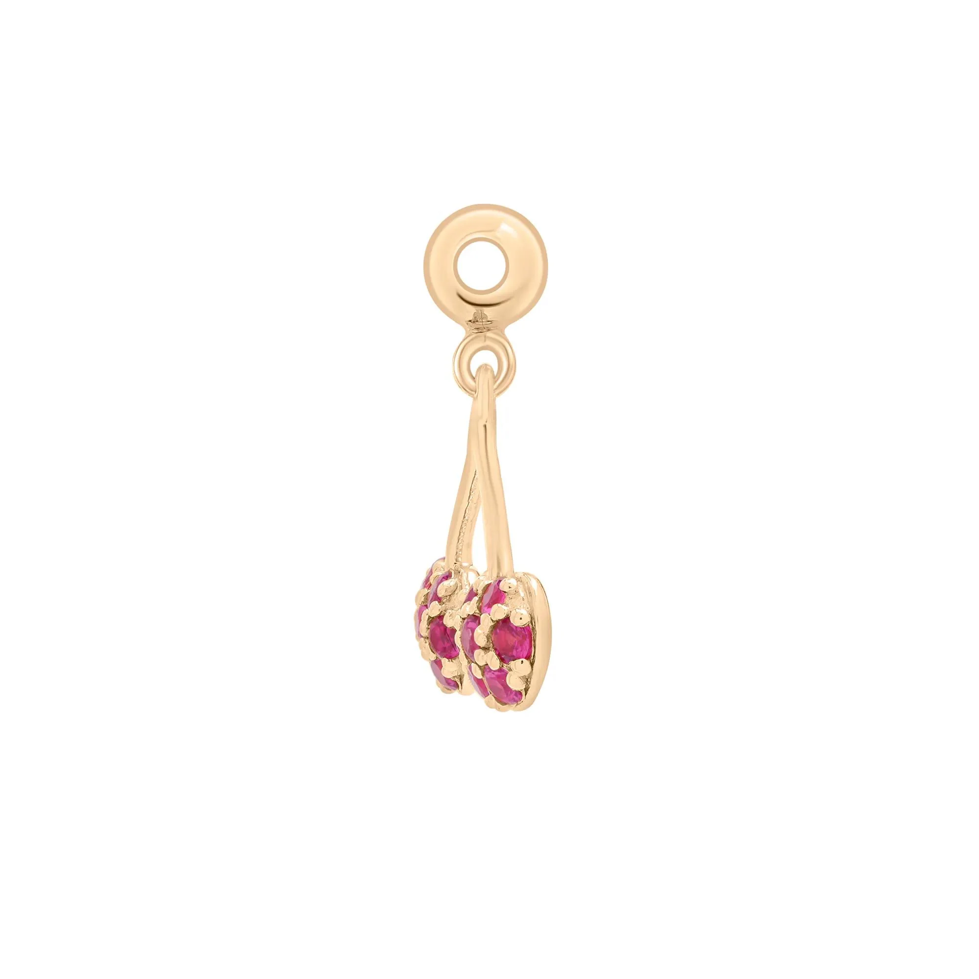 Lab-Created Ruby Cherry Bead Charm Vermeil Yellow Size 15.50mm - Image 2