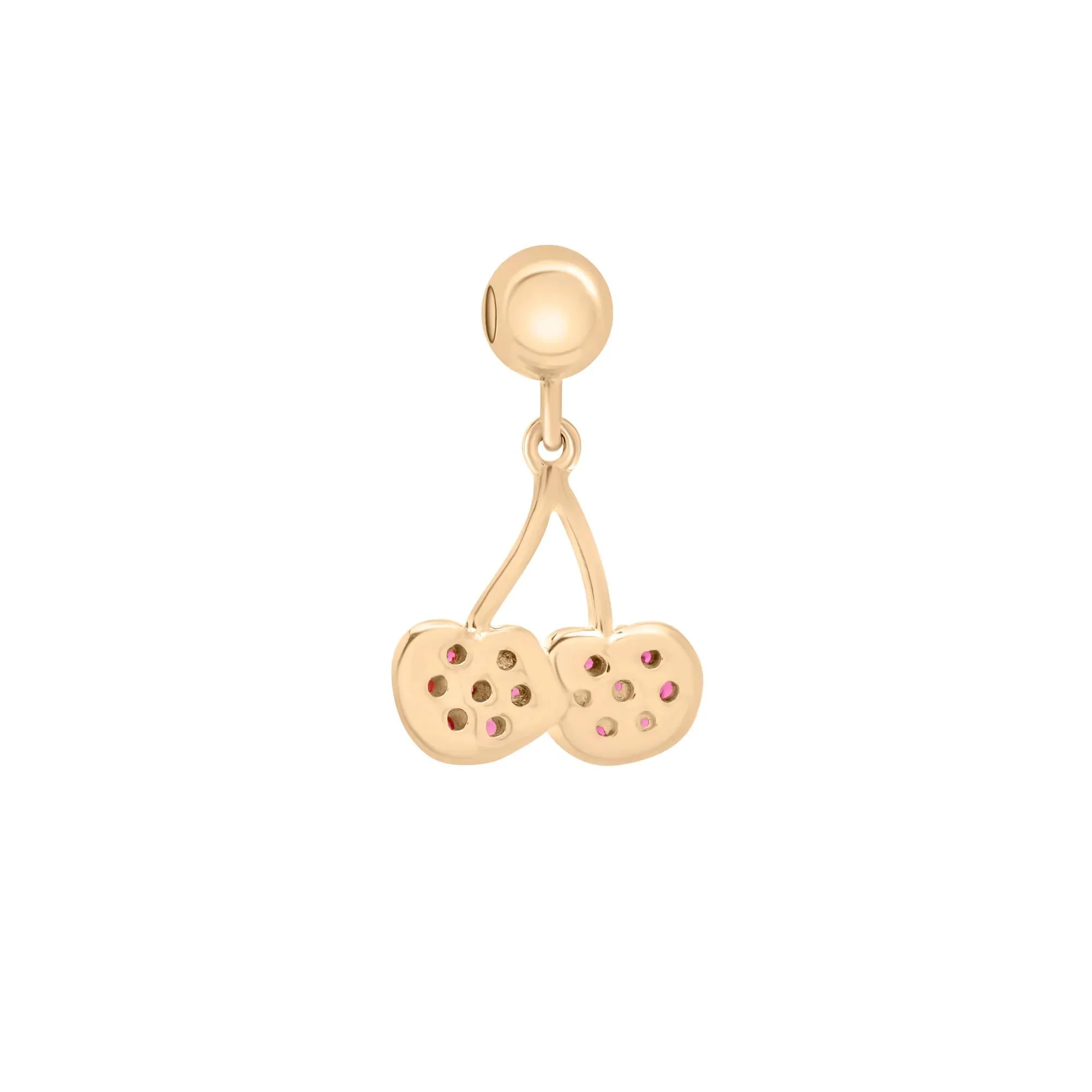 Lab-Created Ruby Cherry Bead Charm Vermeil Yellow Size 15.50mm - Image 3