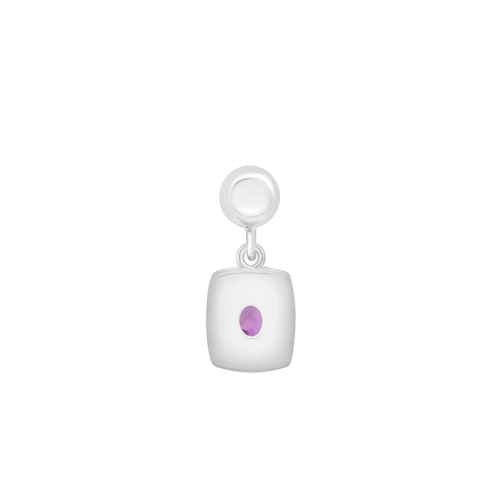 Amethyst Medallion Birthstone Bead Charm .925 Sterling Silver White Size 13.00mm - Image 3