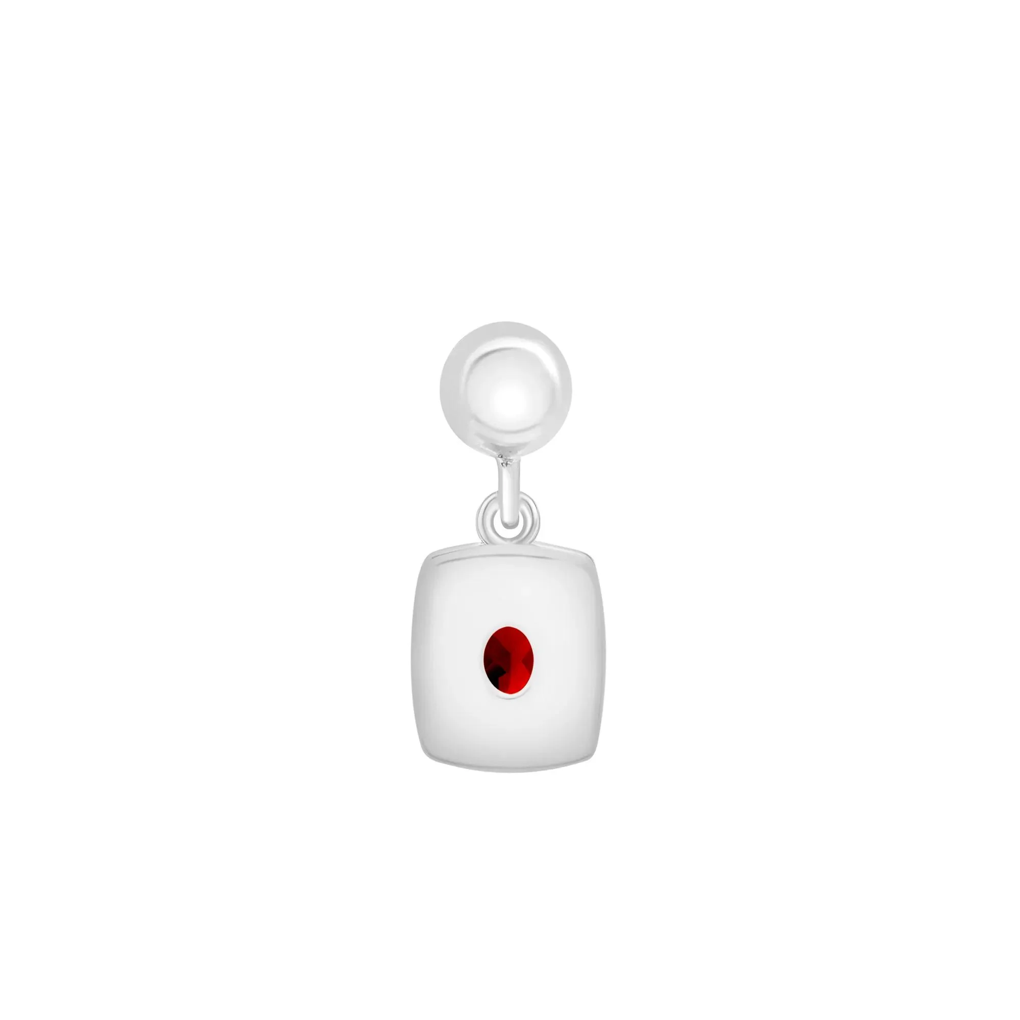 Garnet Medallion Birthstone Bead Charm .925 Sterling Silver White Size 13.00mm - Image 3