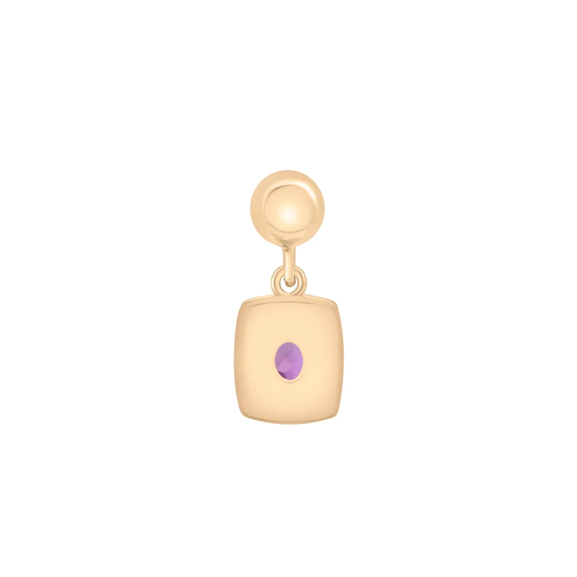 Amethyst Medallion Birthstone Bead Charm Vermeil Yellow Size 13.00mm - Image 3