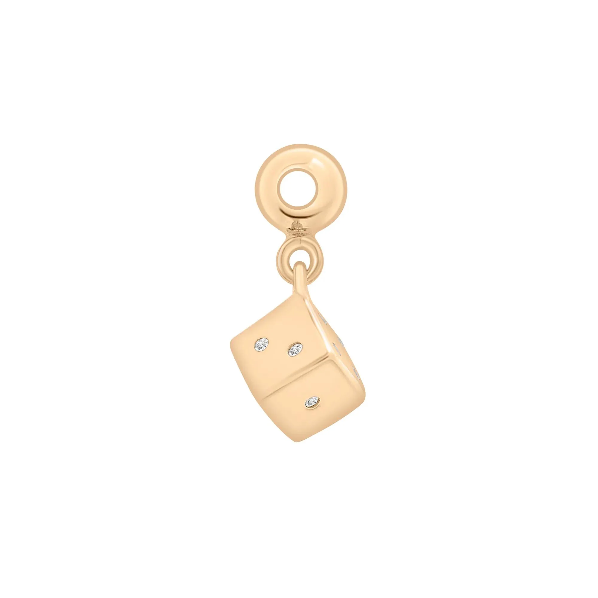 Diamond Accent Dice Bead Charm Vermeil Yellow Size 12.80mm - Image 2