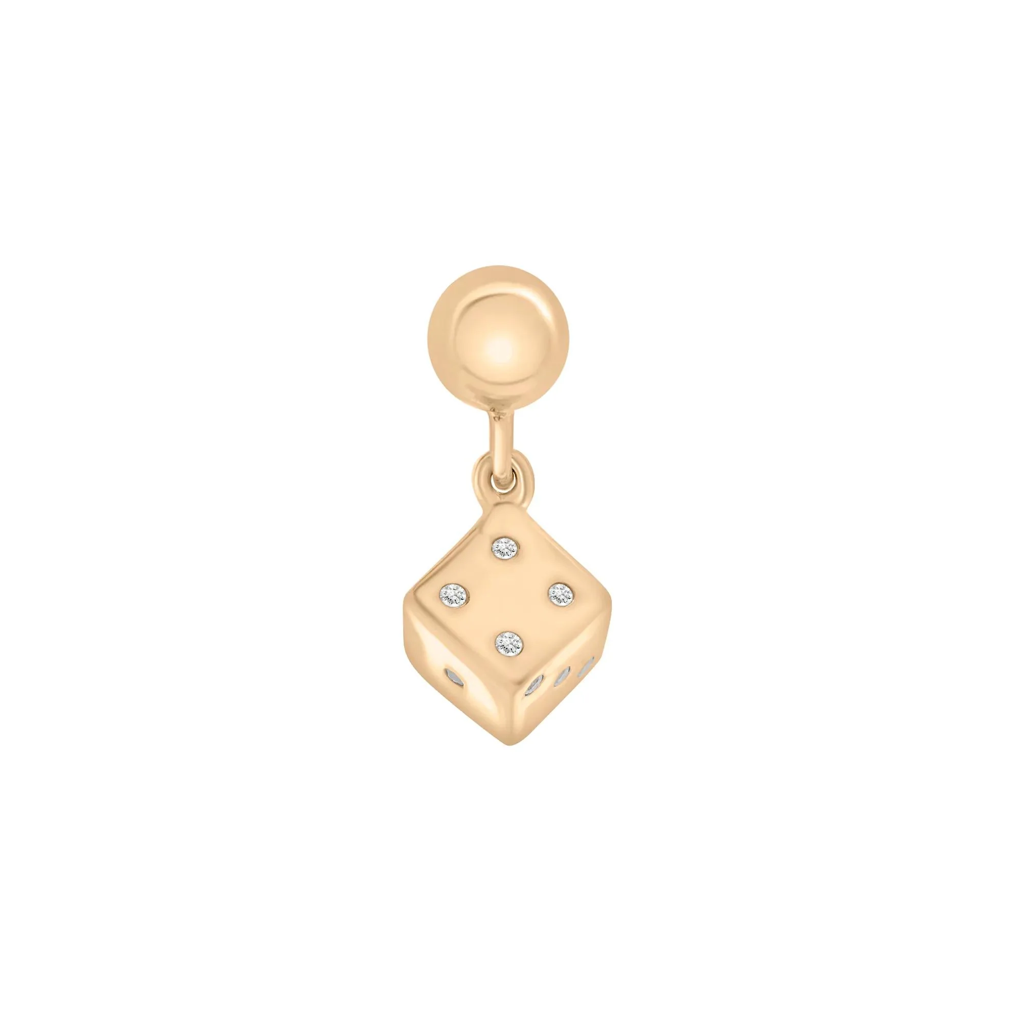 Diamond Accent Dice Bead Charm Vermeil Yellow Size 12.80mm - Image 3