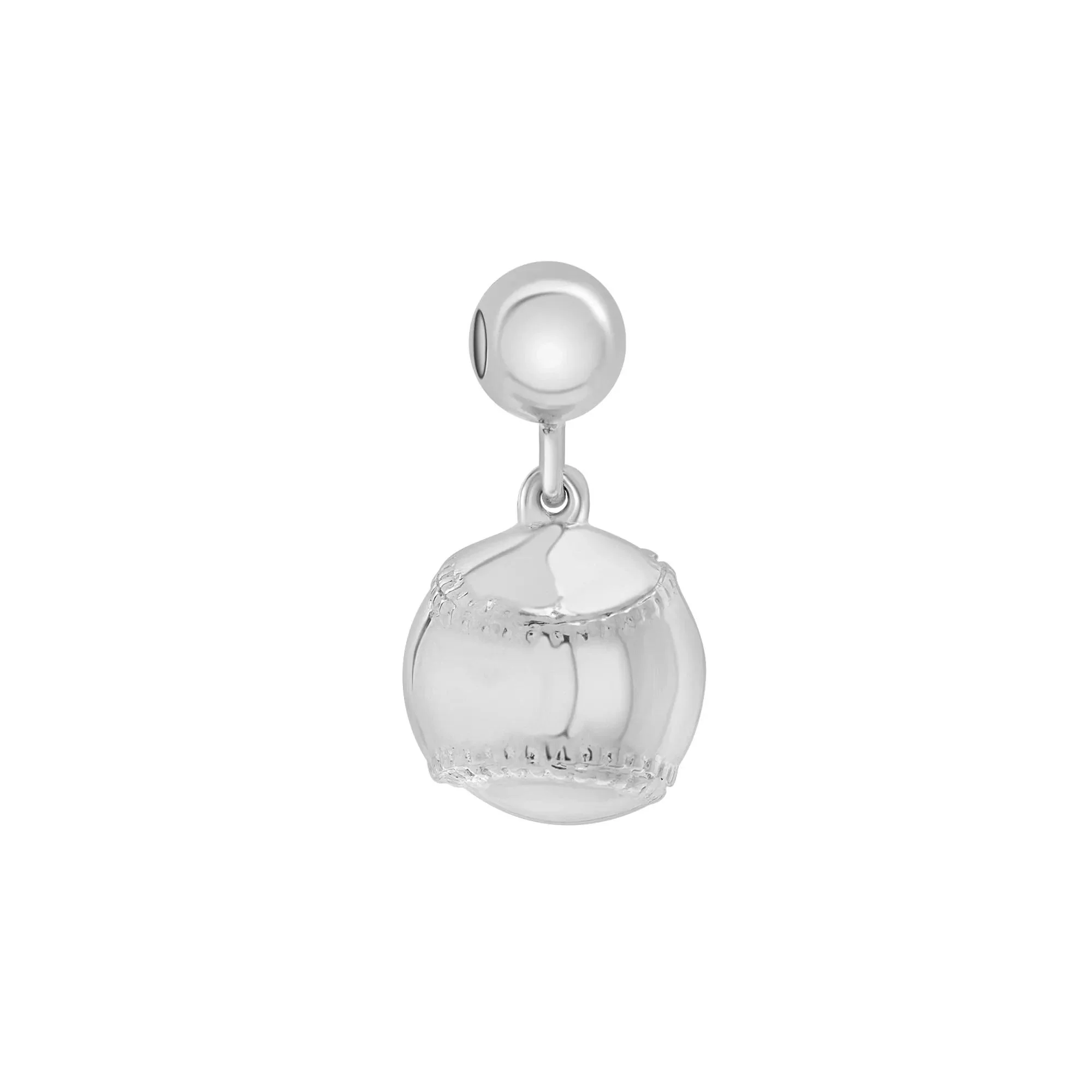 Baseball Bead Charm .925 Sterling Silver White Size 13.50mm - Image 3