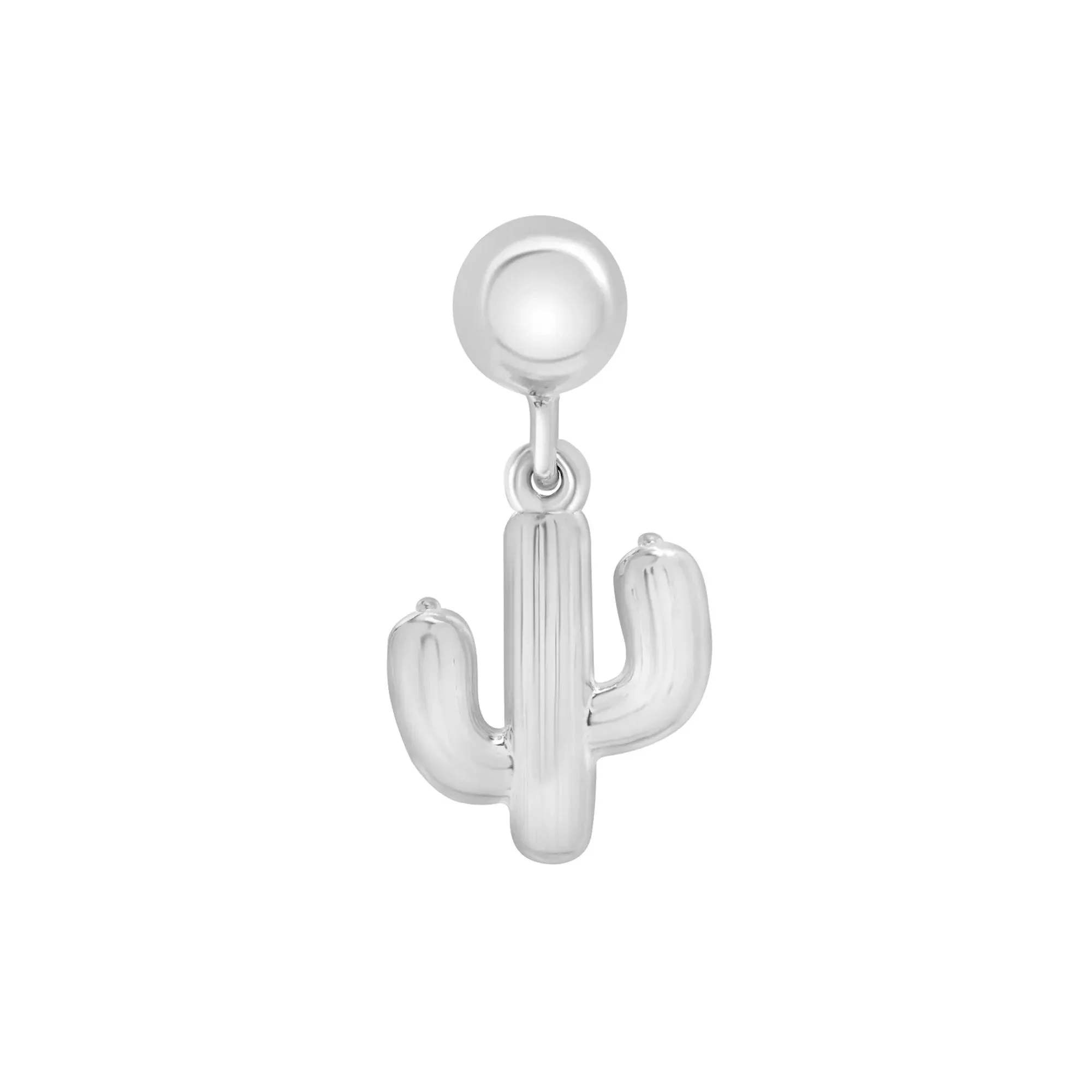 Cactus Bead Charm .925 Sterling Silver White Size 14.00mm - Image 3