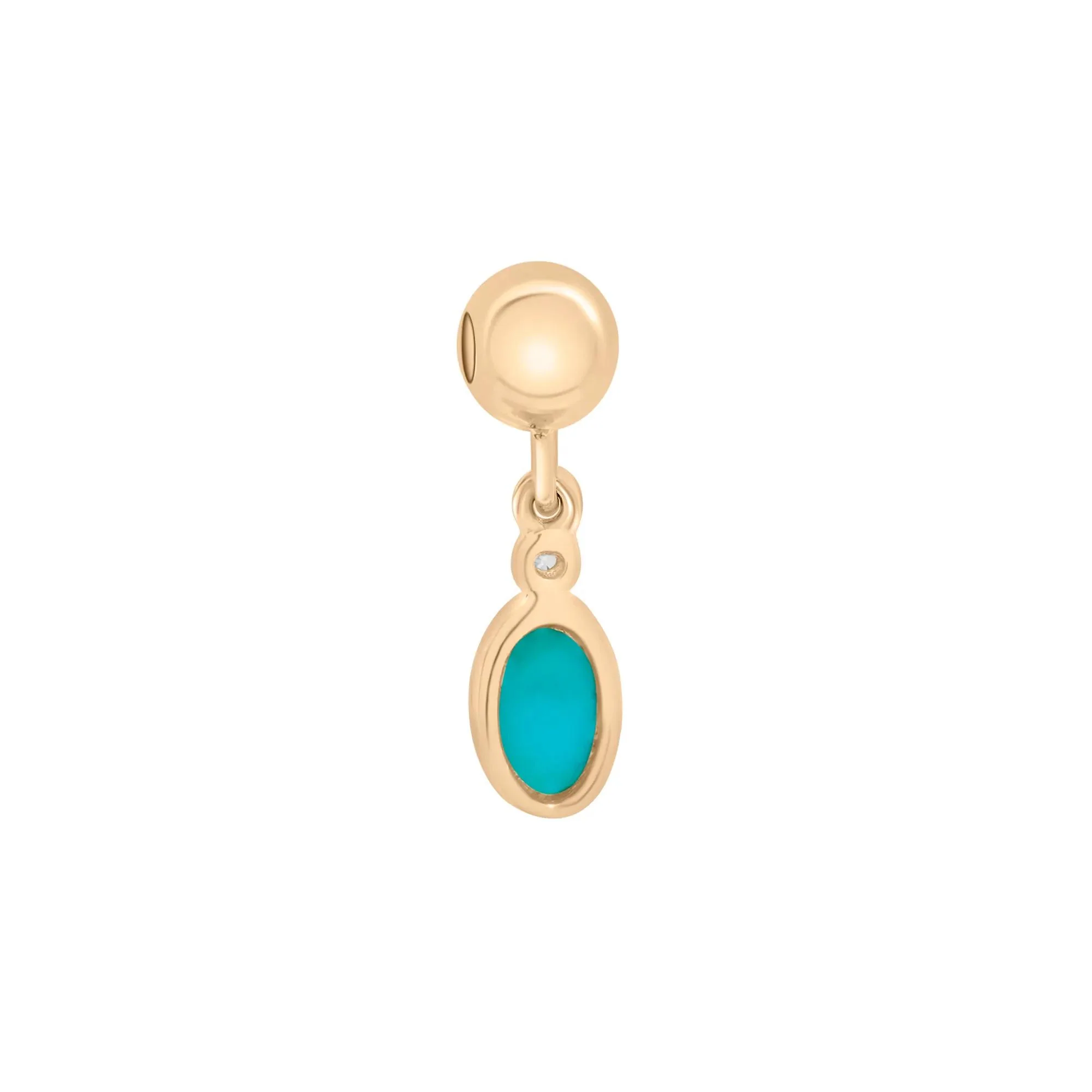 Turquoise Bezel Bead Charm Vermeil Yellow Size 13.50mm - Image 3
