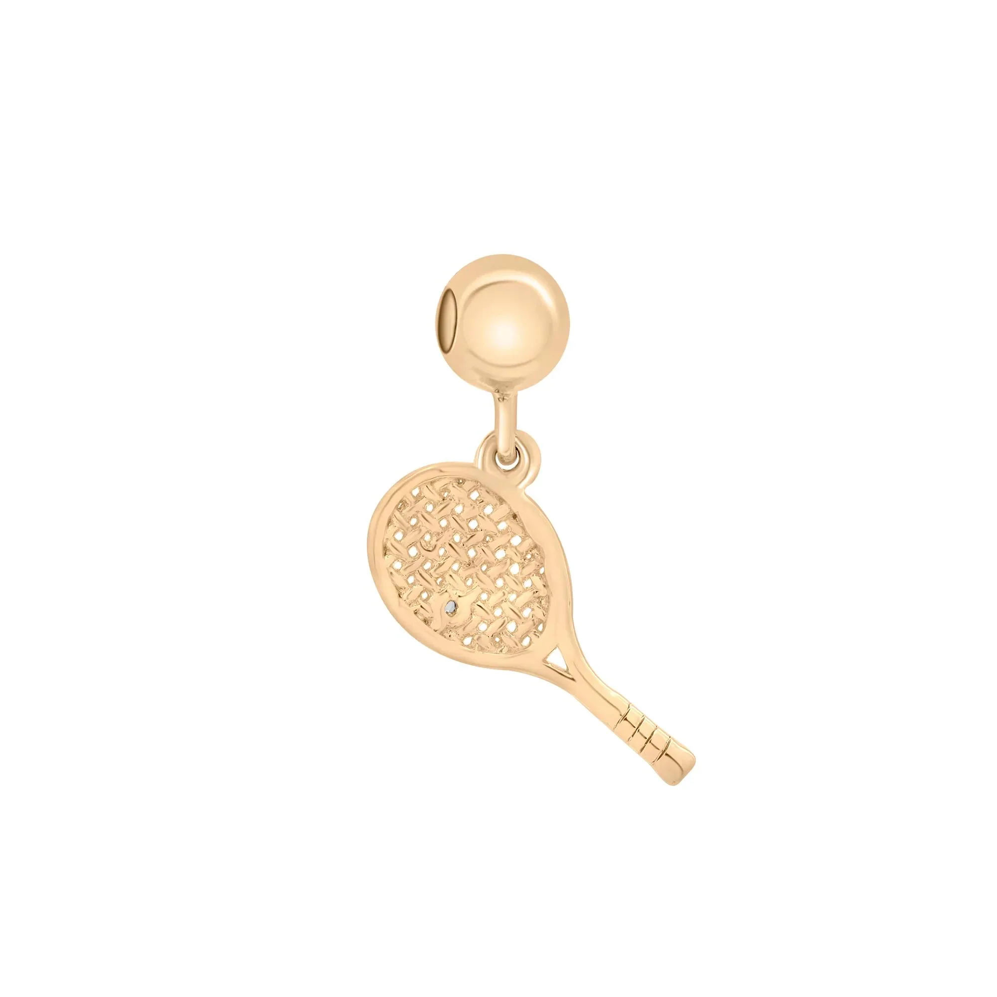 Diamond Accent Tennis Racket Bead Charm Vermeil Yellow Size 15.50mm - Image 3