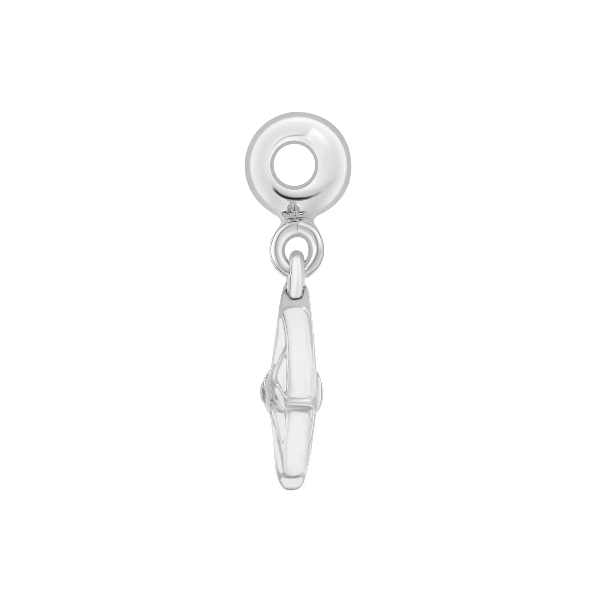 Diamond Accent Compass Bead Charm .925 Sterling Silver White Size 14.00mm - Image 2