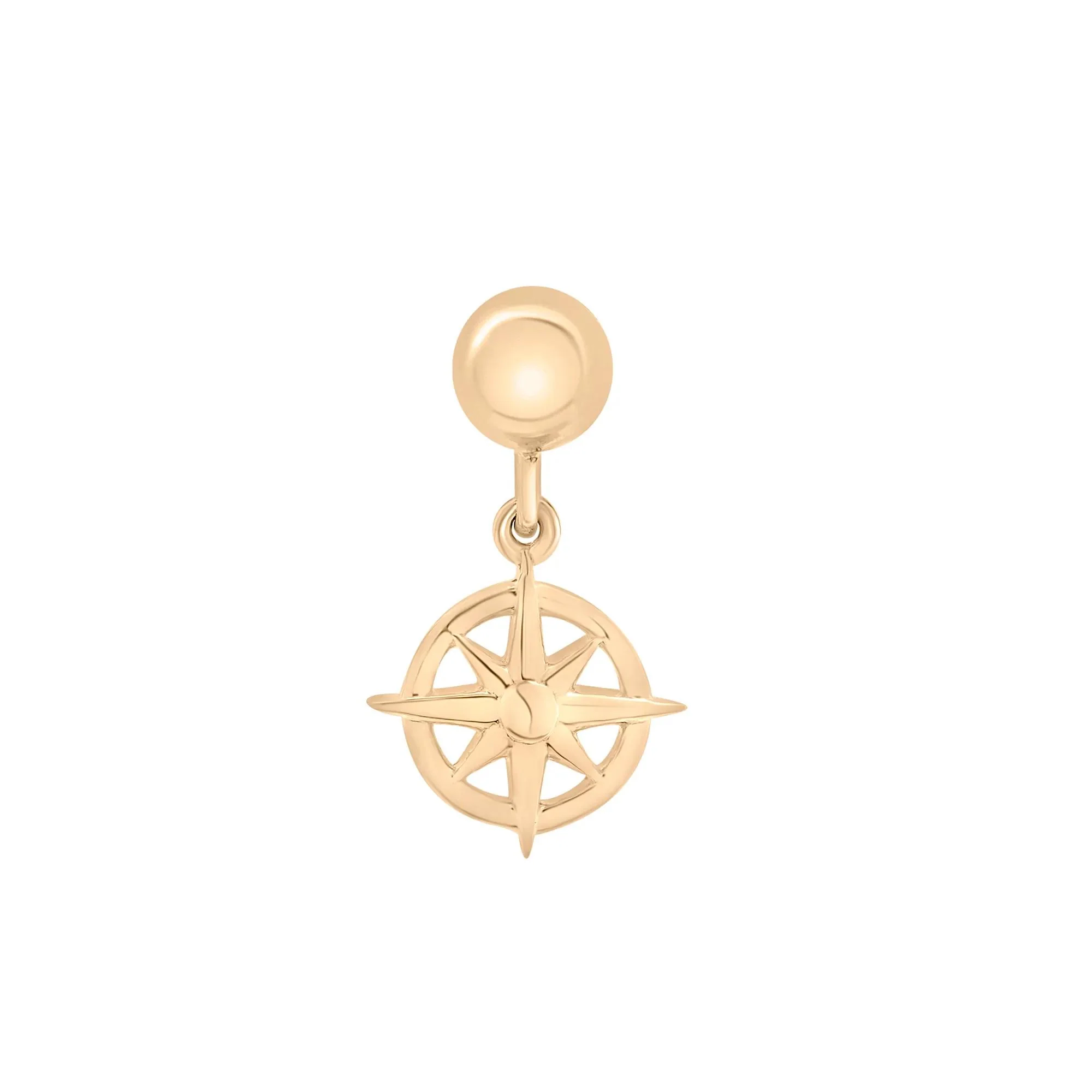 Diamond Accent Compass Bead Charm Vermeil Yellow Size 14.00mm - Image 3