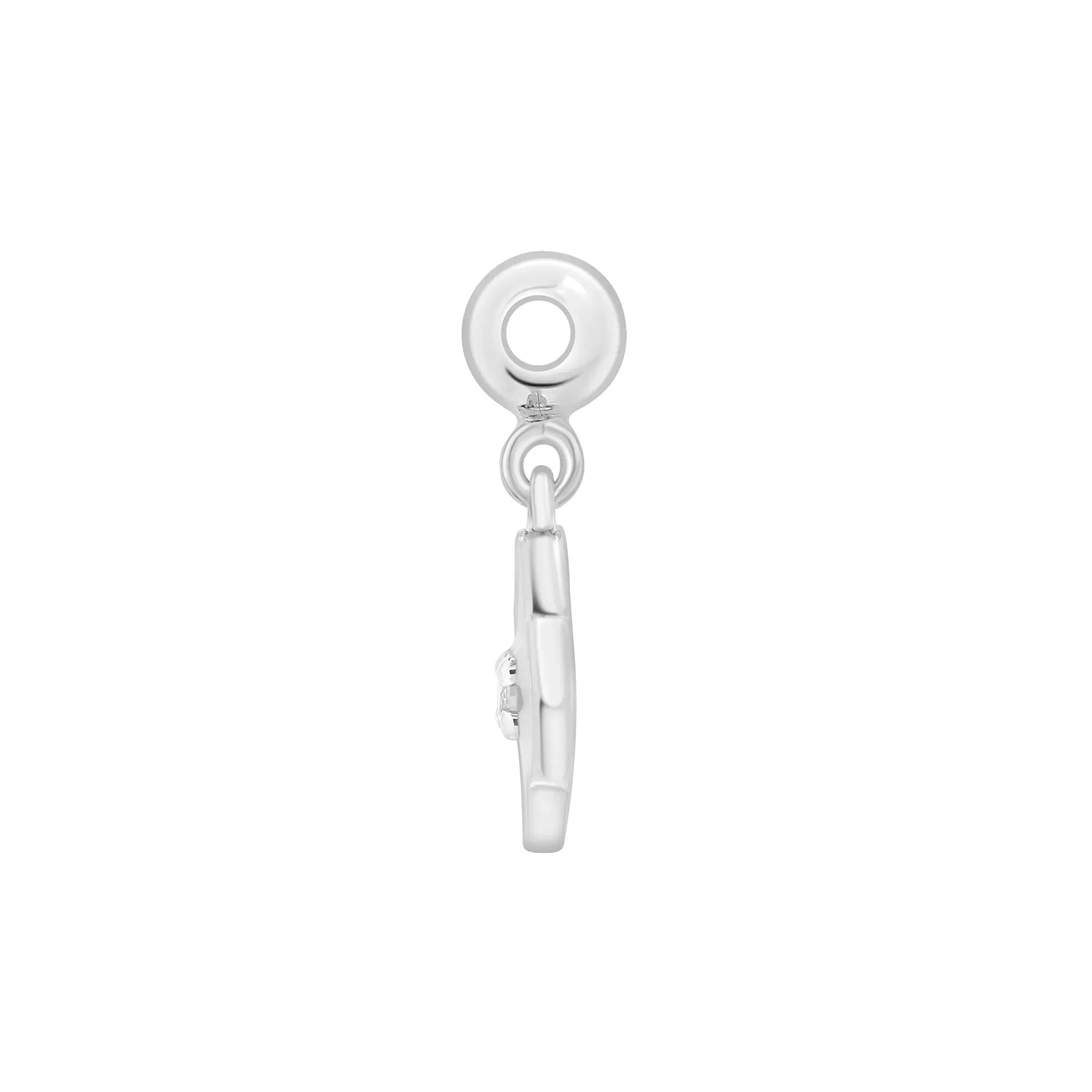 Diamond Accent Clover and Enamel Bead Charm .925 Sterling Silver White Size 14.50mm - Image 2