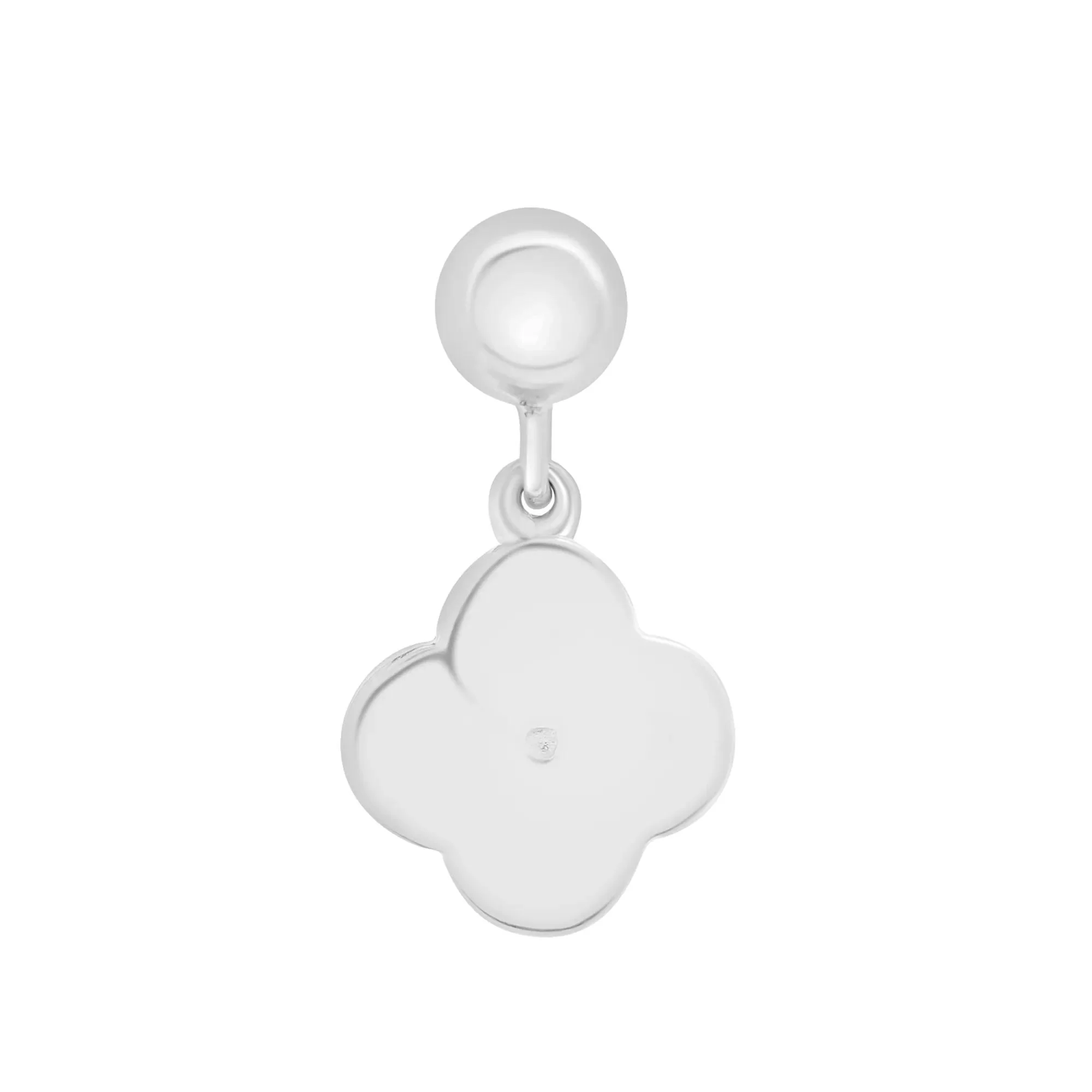 Diamond Accent Clover and Enamel Bead Charm .925 Sterling Silver White Size 14.50mm - Image 3