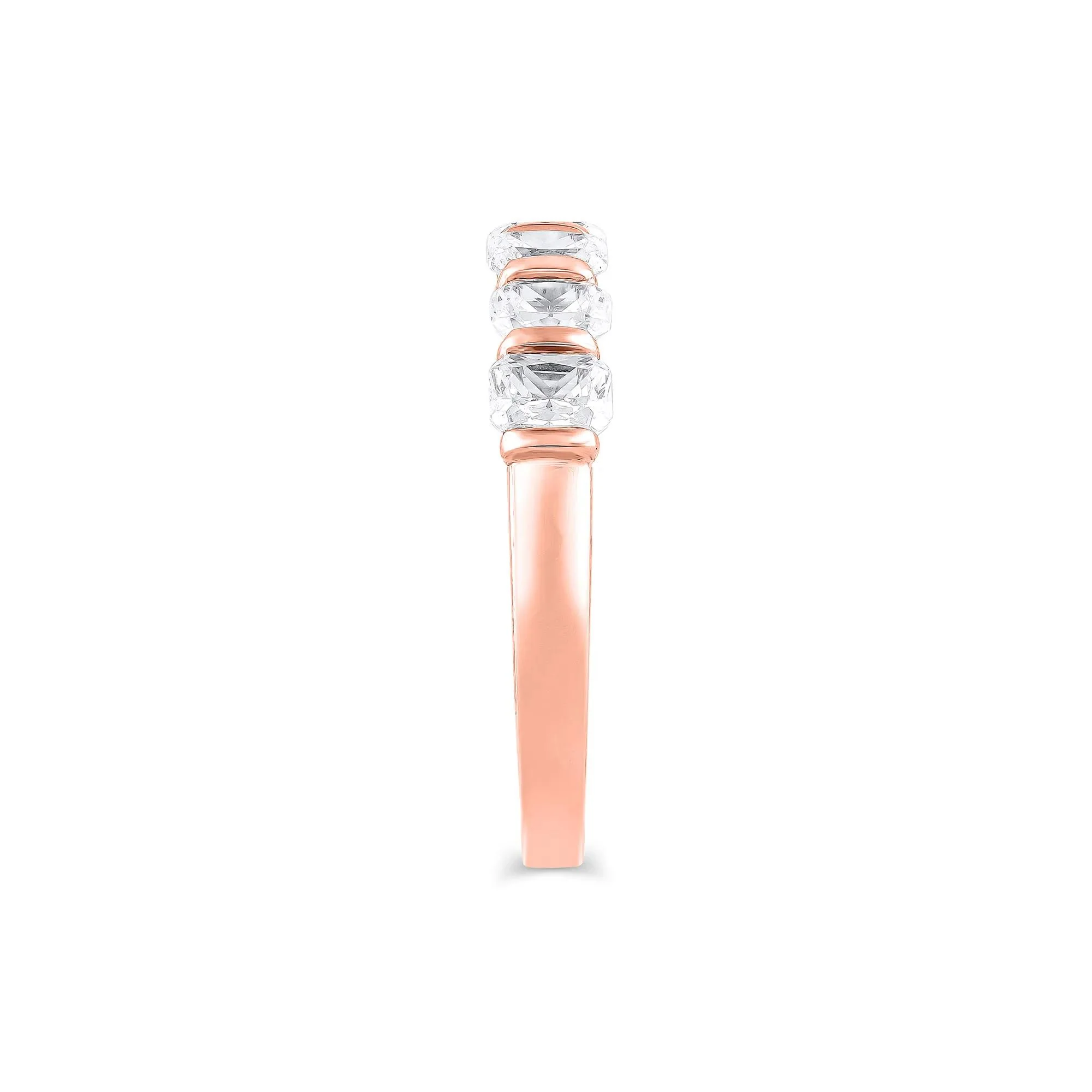 1 3/8 CT. Tw. Lab Grown Diamond Radiant-Cut Anniversary Band Ring 14K Rose Gold Size 8 4mm - Image 3