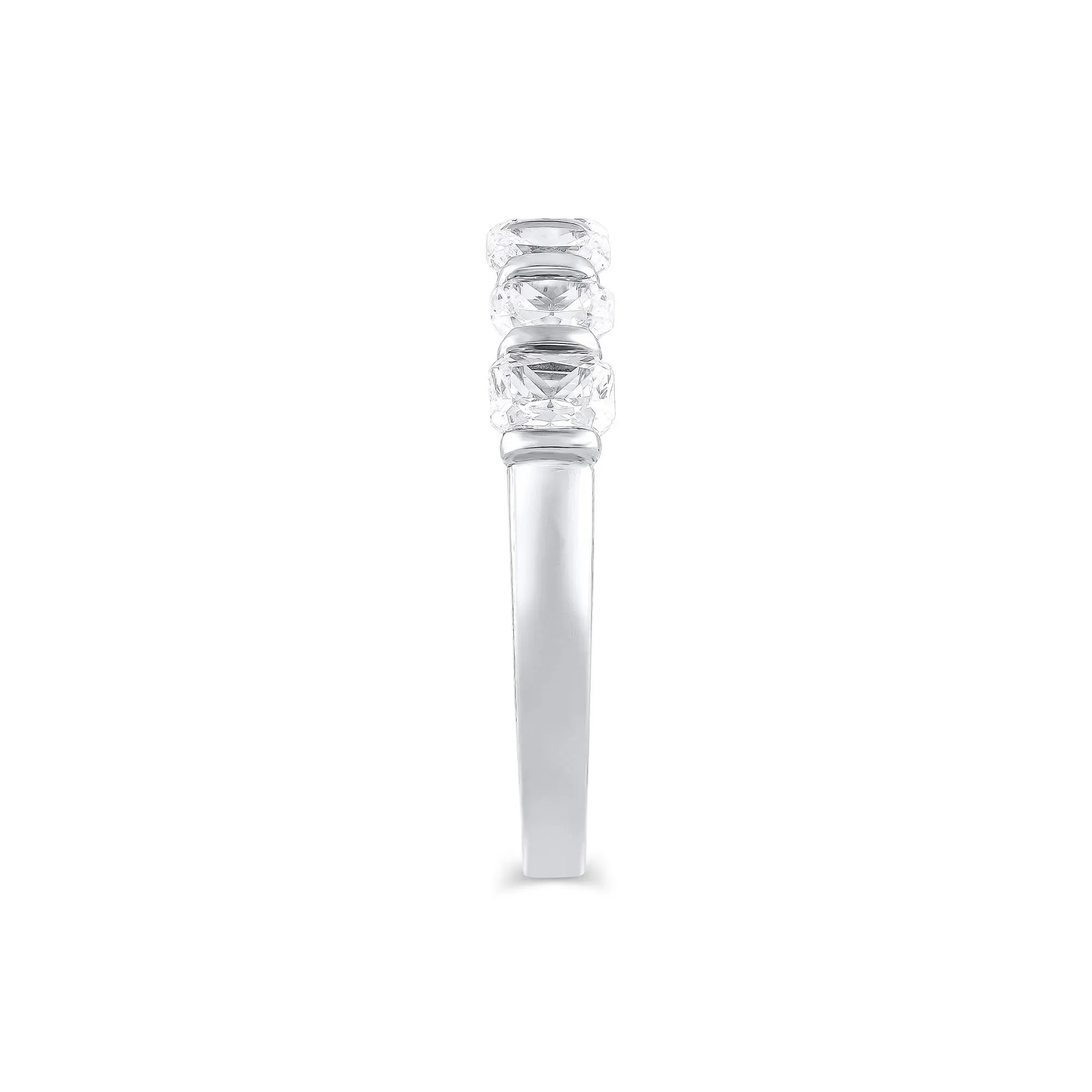 1 3/8 CT. Tw. Lab Grown Diamond Radiant-Cut Anniversary Band Ring 14K White Gold Size 7.5 4mm - Image 3