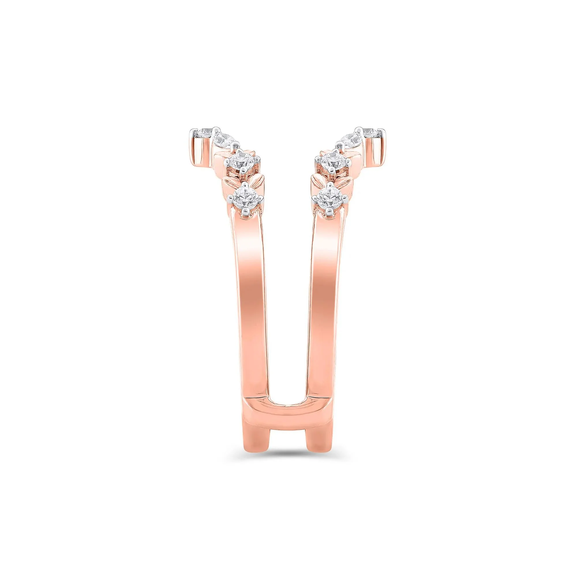 1/3 CT. Tw. Lab Grown Diamond Round & Marquise Insert 14K Rose Gold Ring Round Brilliant Cut Size 8.5 - Image 3