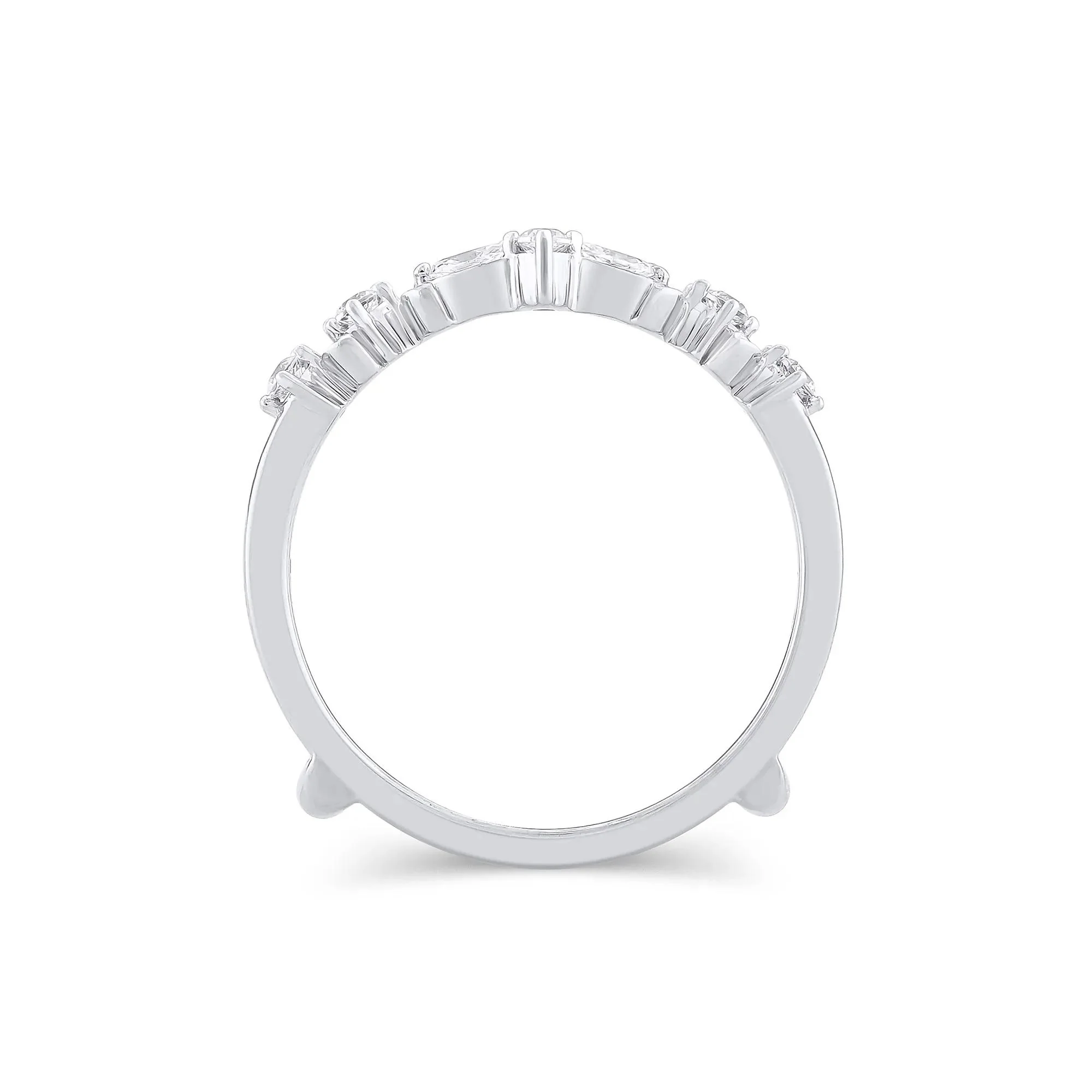 1/3 CT. Tw. Lab Grown Diamond Round & Marquise Insert 14K White Gold Ring Round Brilliant Cut Size 10 - Image 2