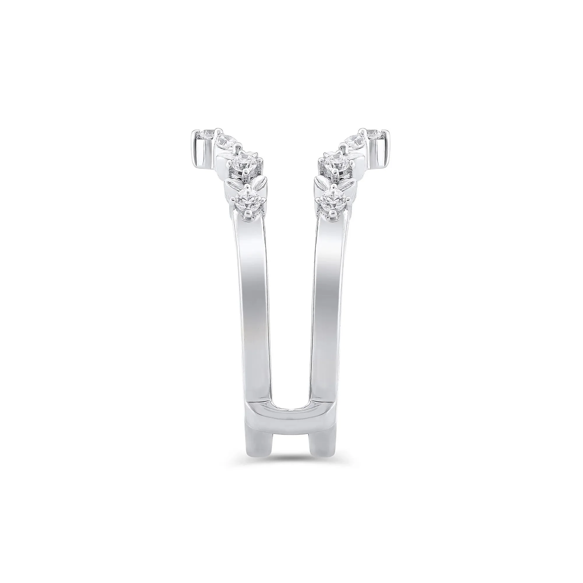 1/3 CT. Tw. Lab Grown Diamond Round & Marquise Insert 14K White Gold Ring Round Brilliant Cut Size 10 - Image 3