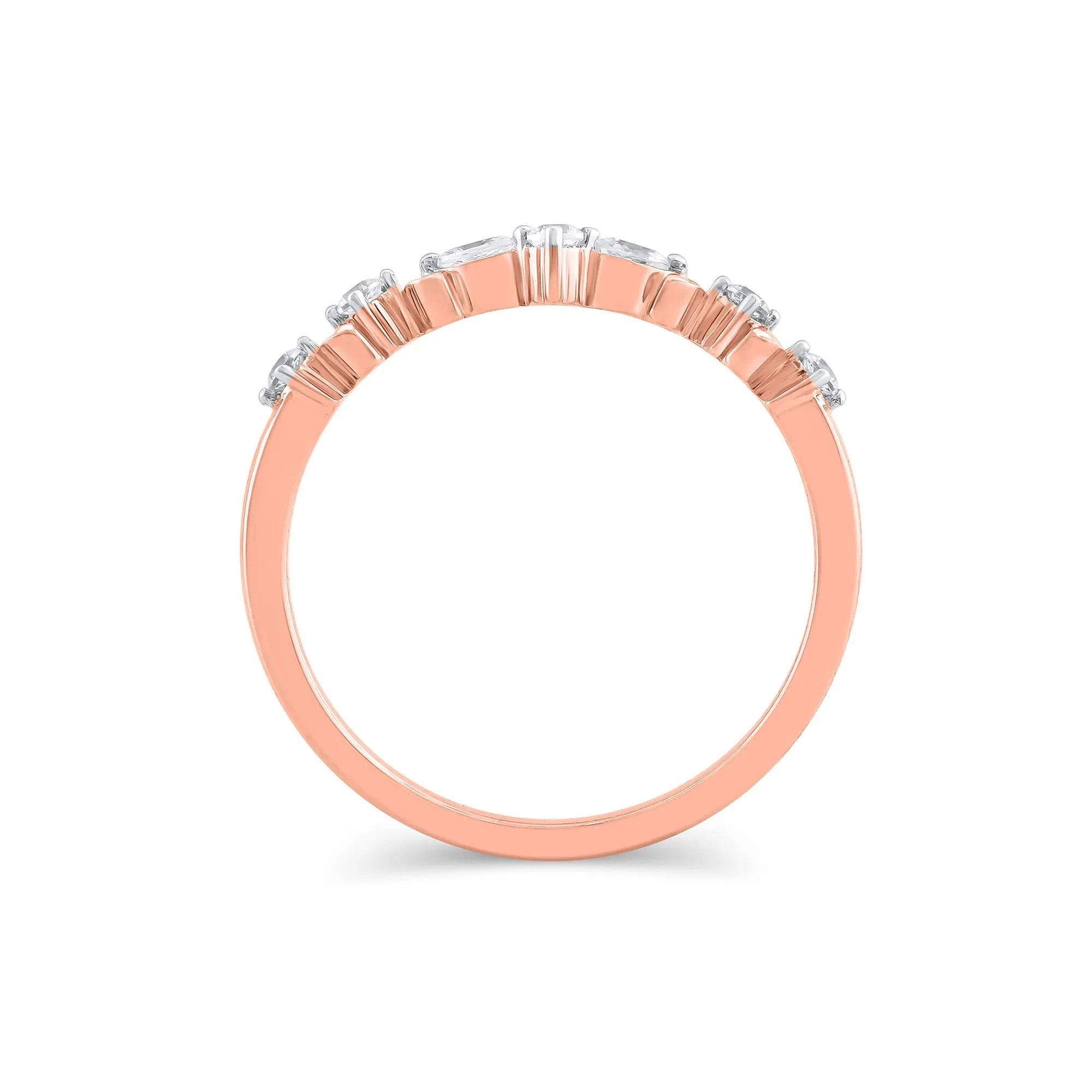 1/7 CT. Tw. Lab Grown Diamond Contour Band Ring 14K Rose Gold Round Brilliant Cut Size 8 5mm - Image 2
