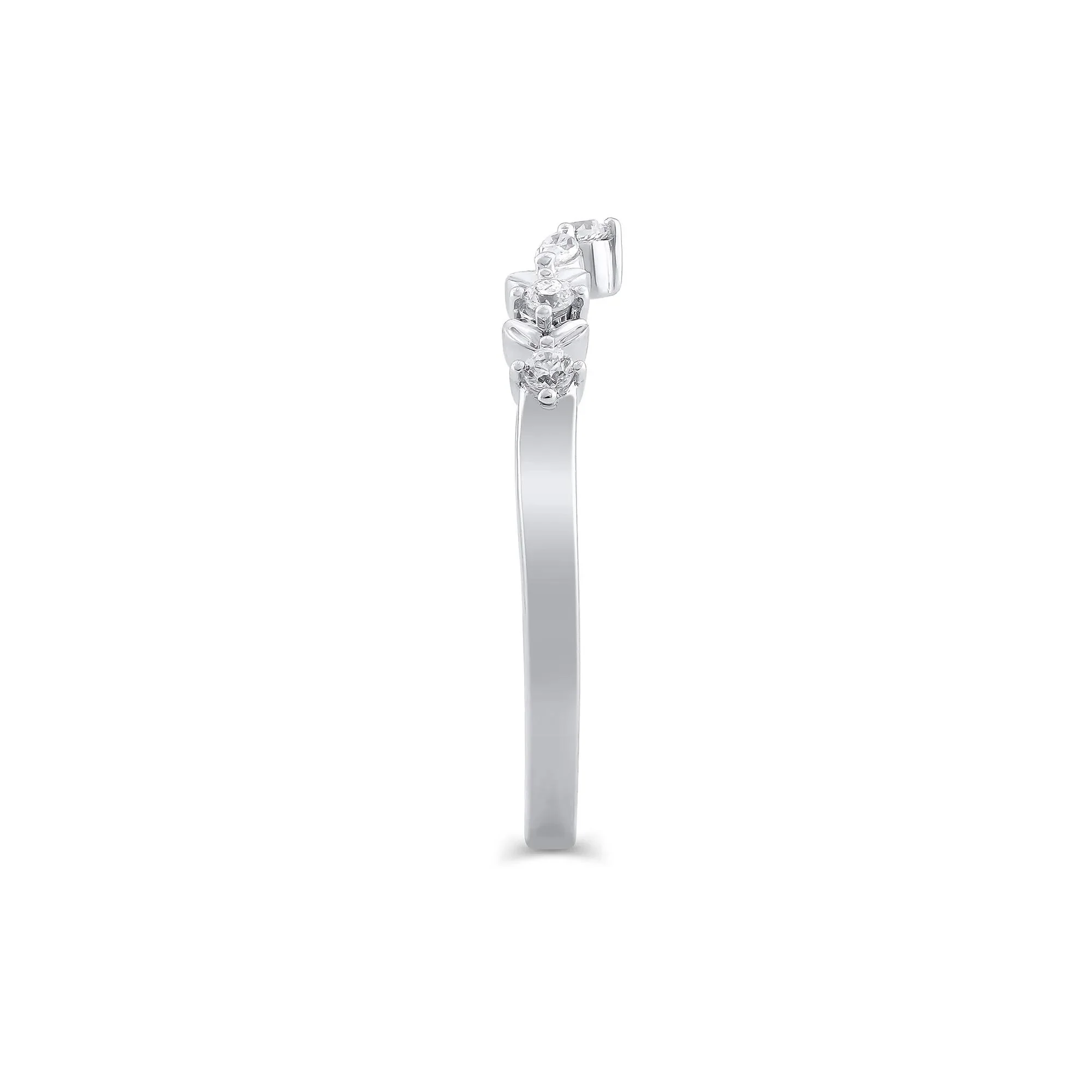 1/7 CT. Tw. Lab Grown Diamond Contour Band Ring 14K White Gold Round Brilliant Cut Size 5.5 5mm - Image 3