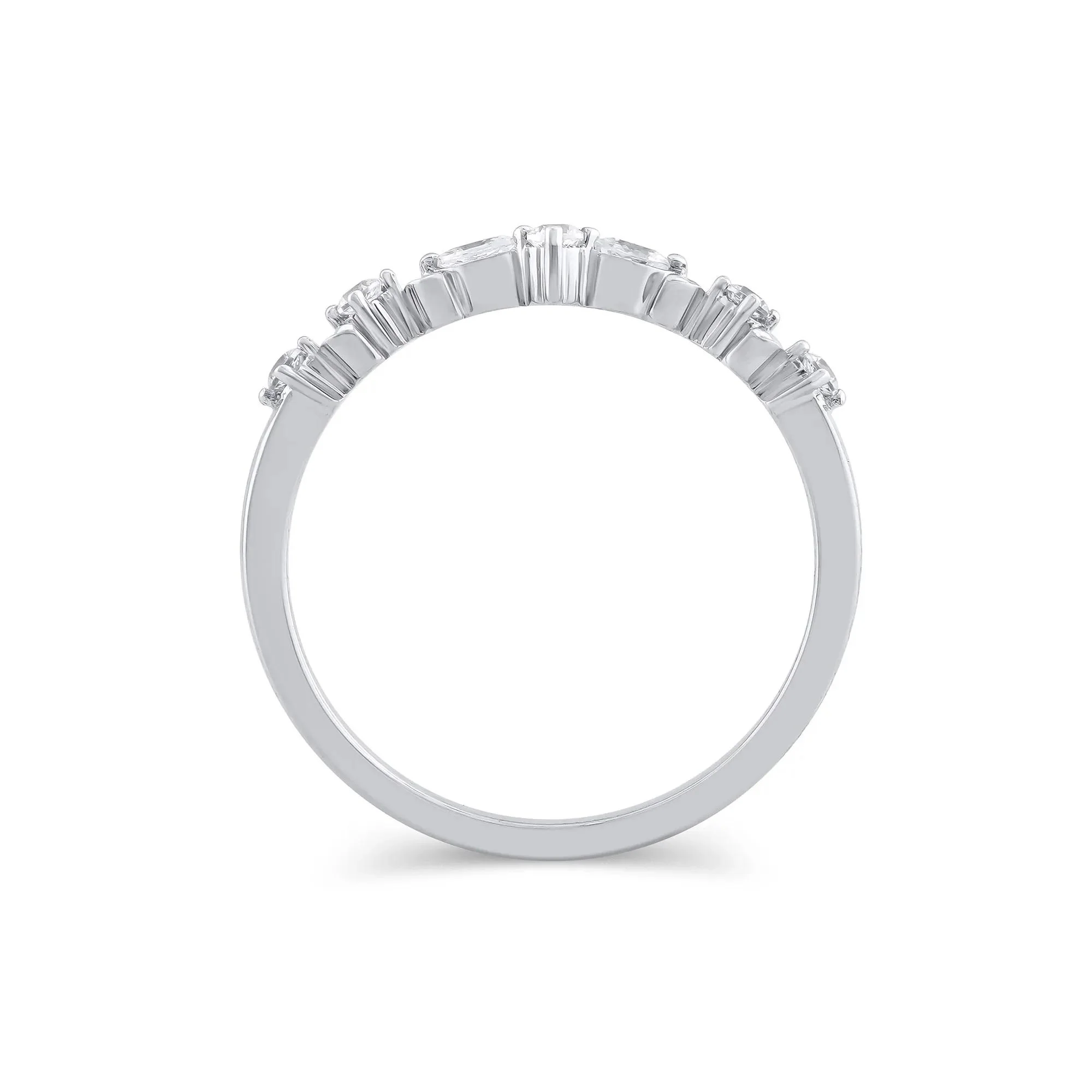 1/7 CT. Tw. Lab Grown Diamond Contour Band Ring 14K White Gold Round Brilliant Cut Size 7 5mm - Image 2