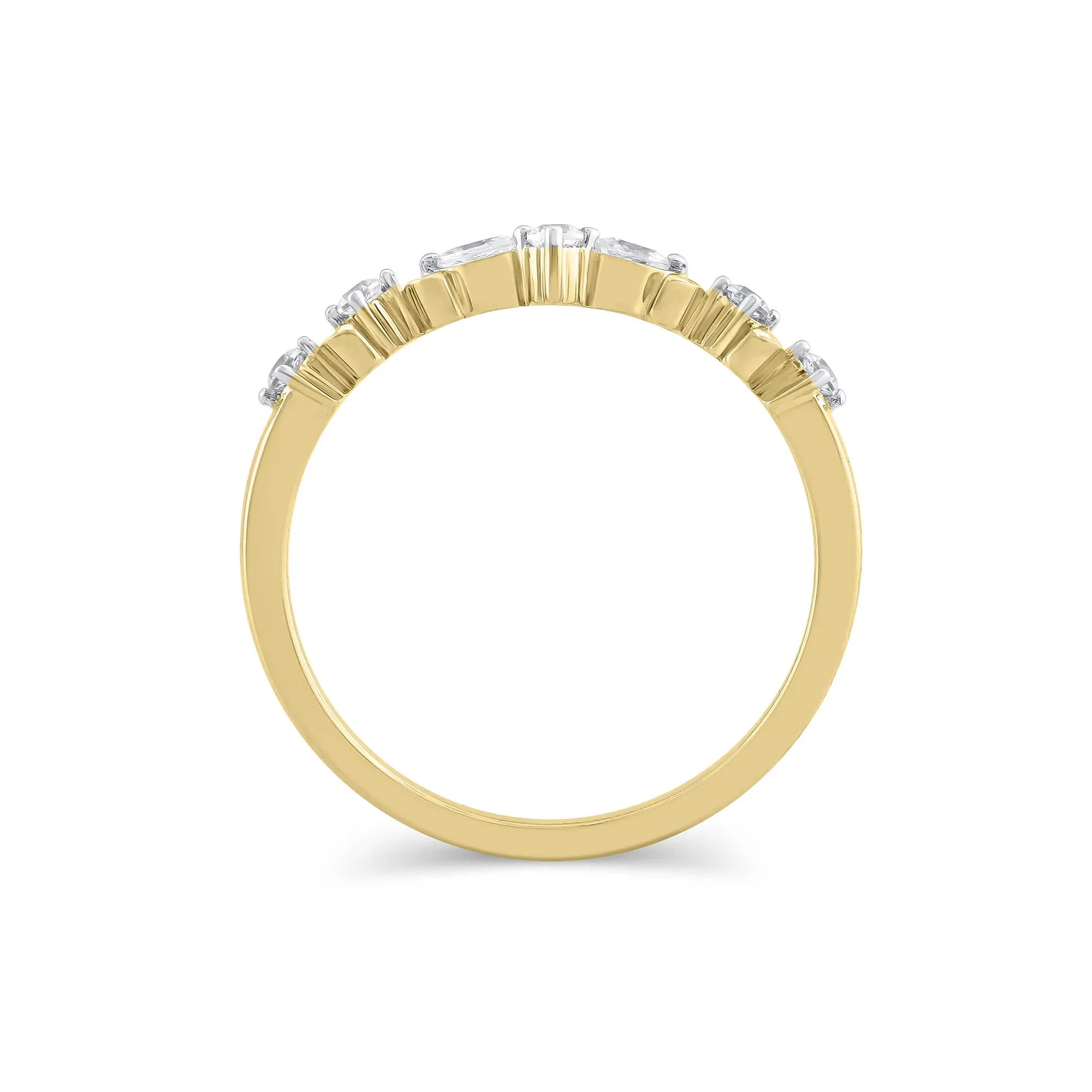1/7 CT. Tw. Lab Grown Diamond Contour Band Ring 14K Yellow Gold Round Brilliant Cut Size 5 5mm - Image 2
