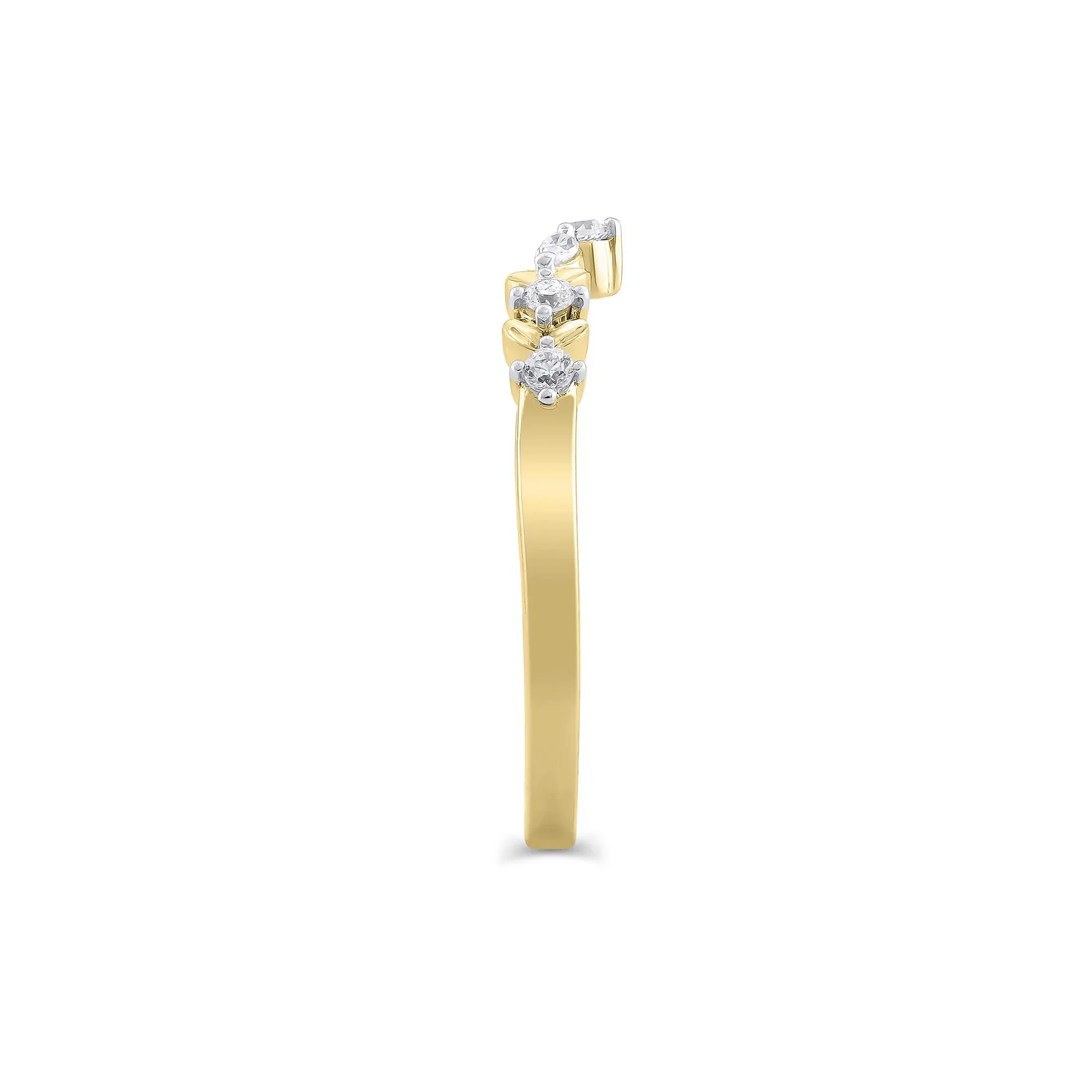 1/7 CT. Tw. Lab Grown Diamond Contour Band Ring 14K Yellow Gold Round Brilliant Cut Size 7 5mm - Image 3