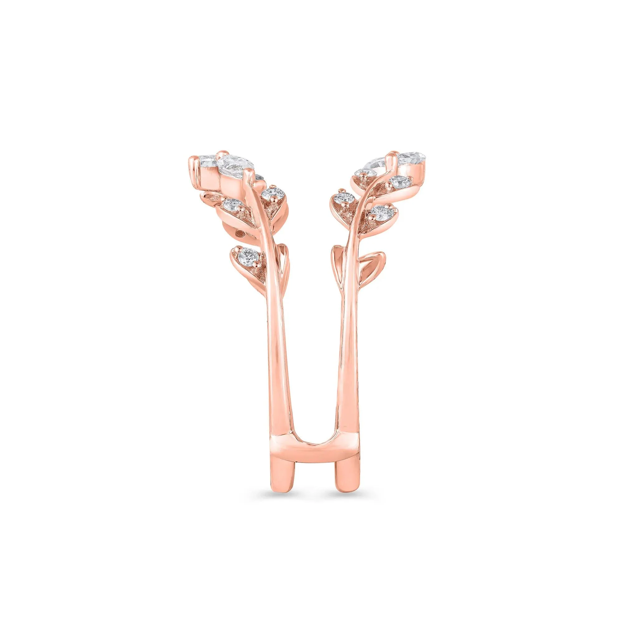 3/8 CT. Tw. Lab Grown Diamond Round and Marquise Insert 14K Rose Gold Ring Round Brilliant Cut Size 6.5 - Image 3