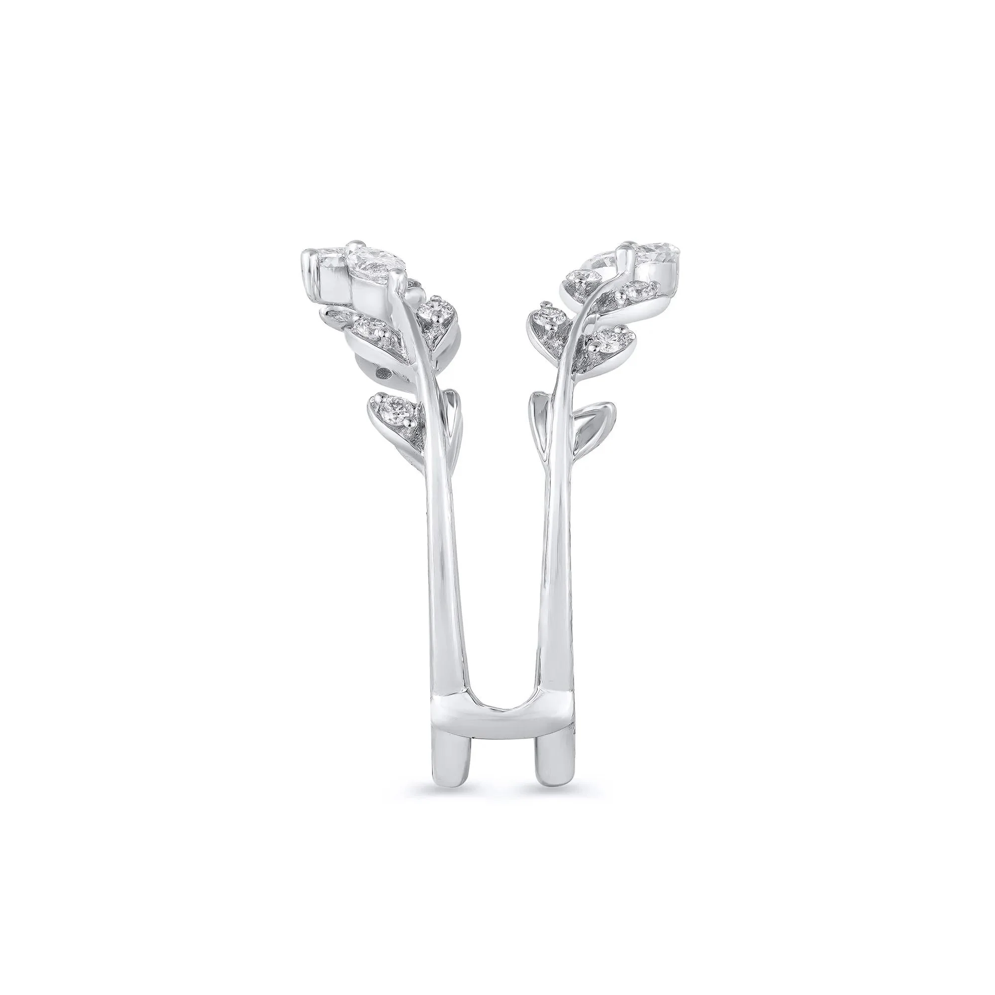 3/8 CT. Tw. Lab Grown Diamond Round and Marquise Insert 14K White Gold Ring Round Brilliant Cut Size 10 - Image 3