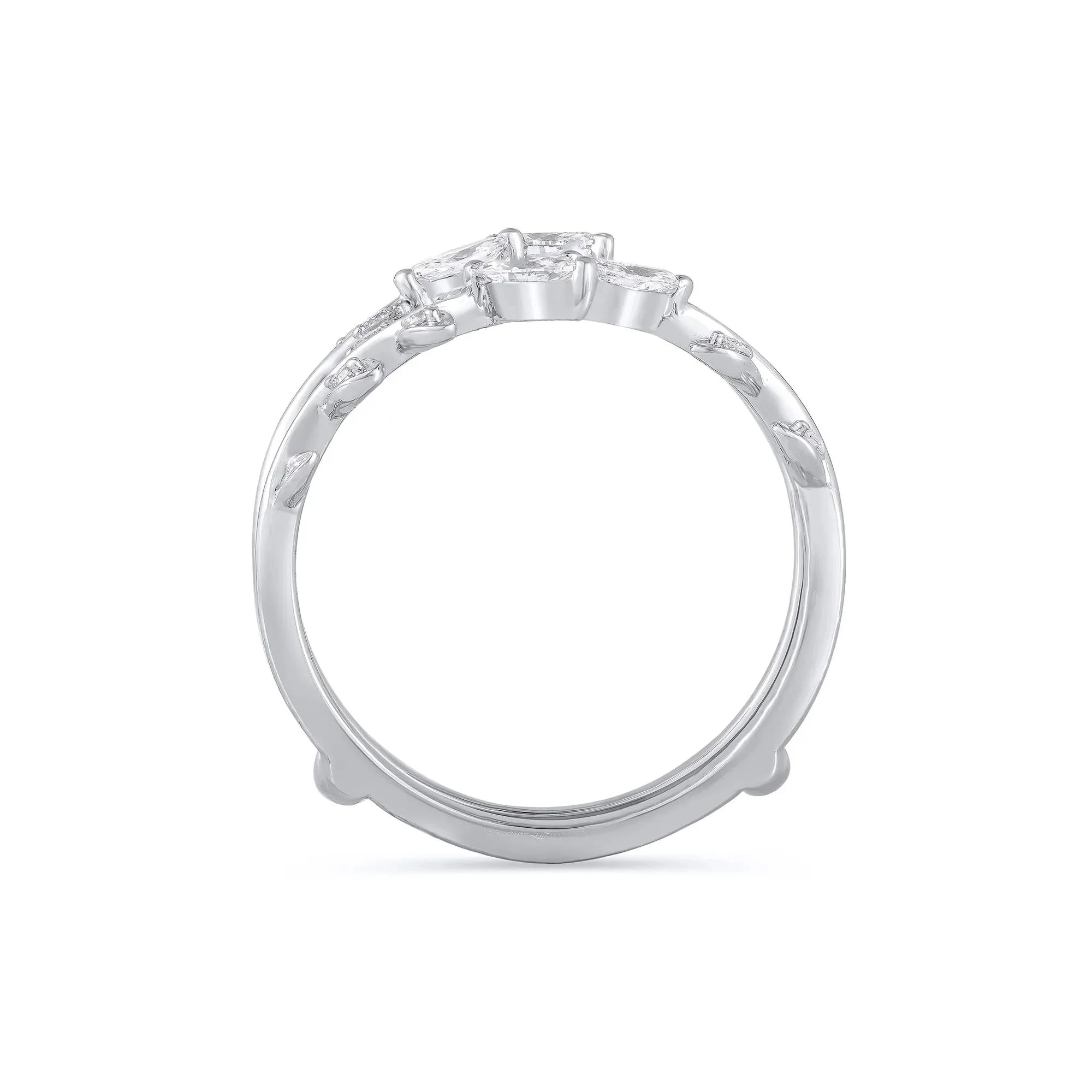 3/8 CT. Tw. Lab Grown Diamond Round and Marquise Insert 14K White Gold Ring Round Brilliant Cut Size 7.5 - Image 2