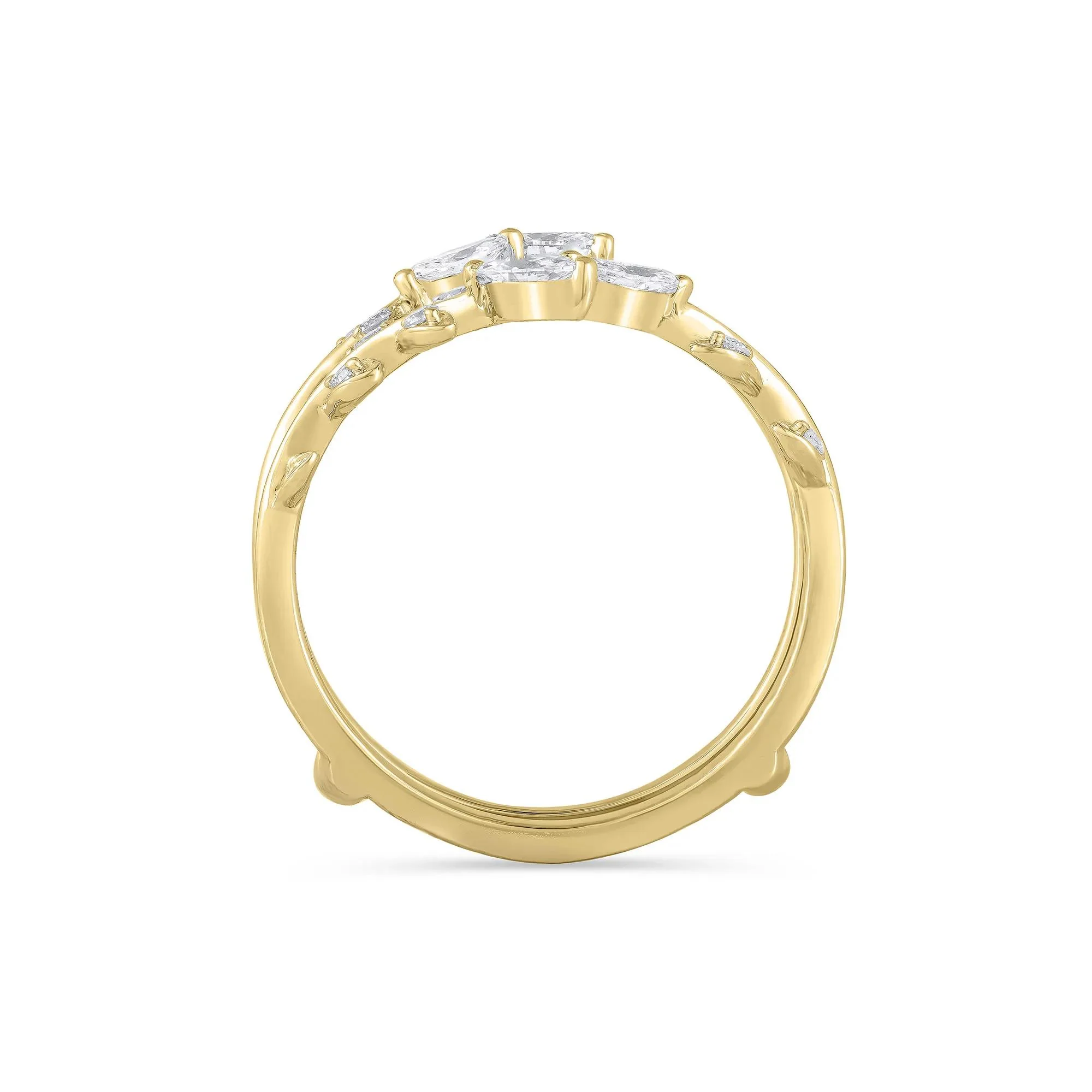 3/8 CT. Tw. Lab Grown Diamond Round and Marquise Insert 14K Yellow Gold Ring Round Brilliant Cut Size 7.5 - Image 2