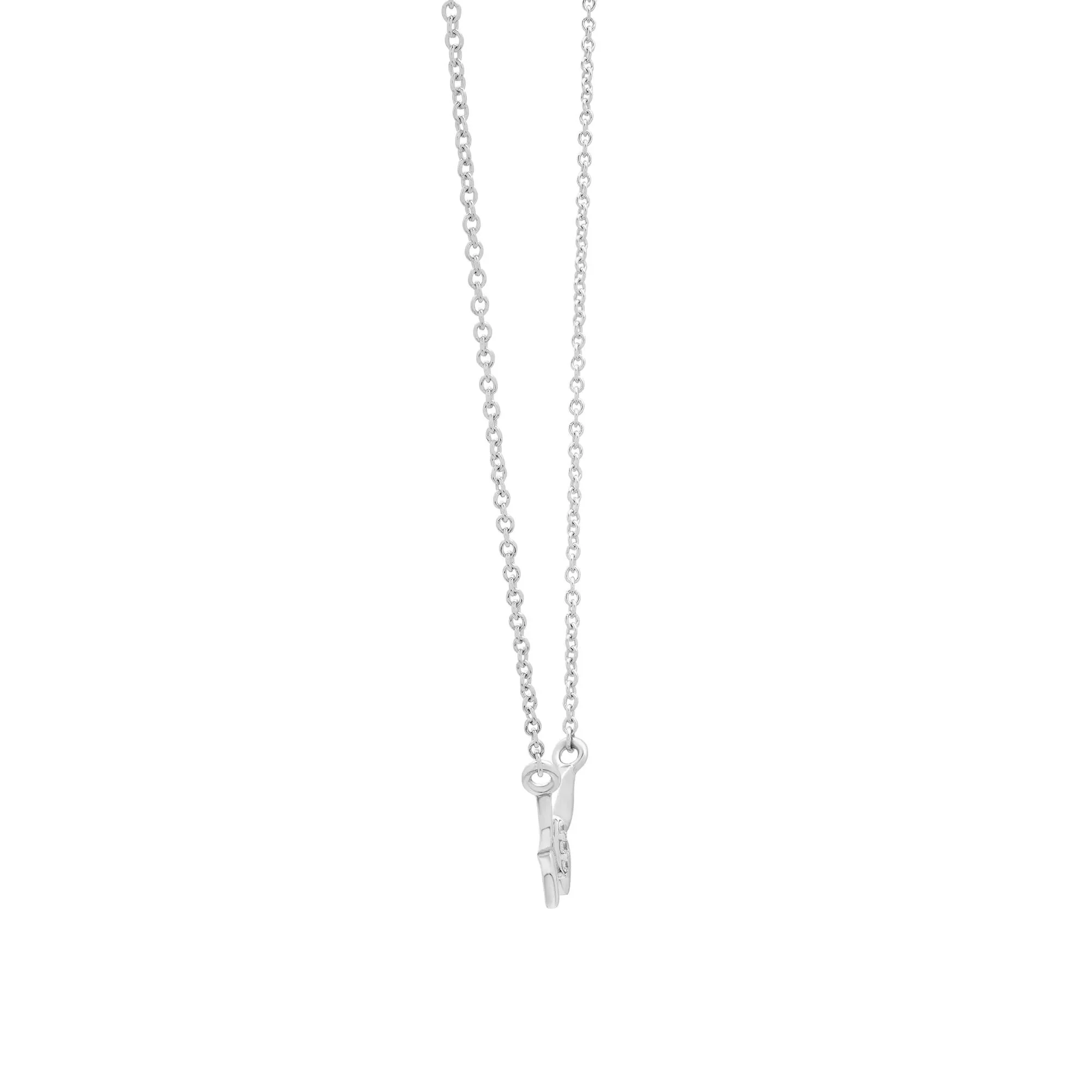 Diamond Accent Butterfly Pendant Necklace .925 Sterling Silver White Size 17" - Image 3