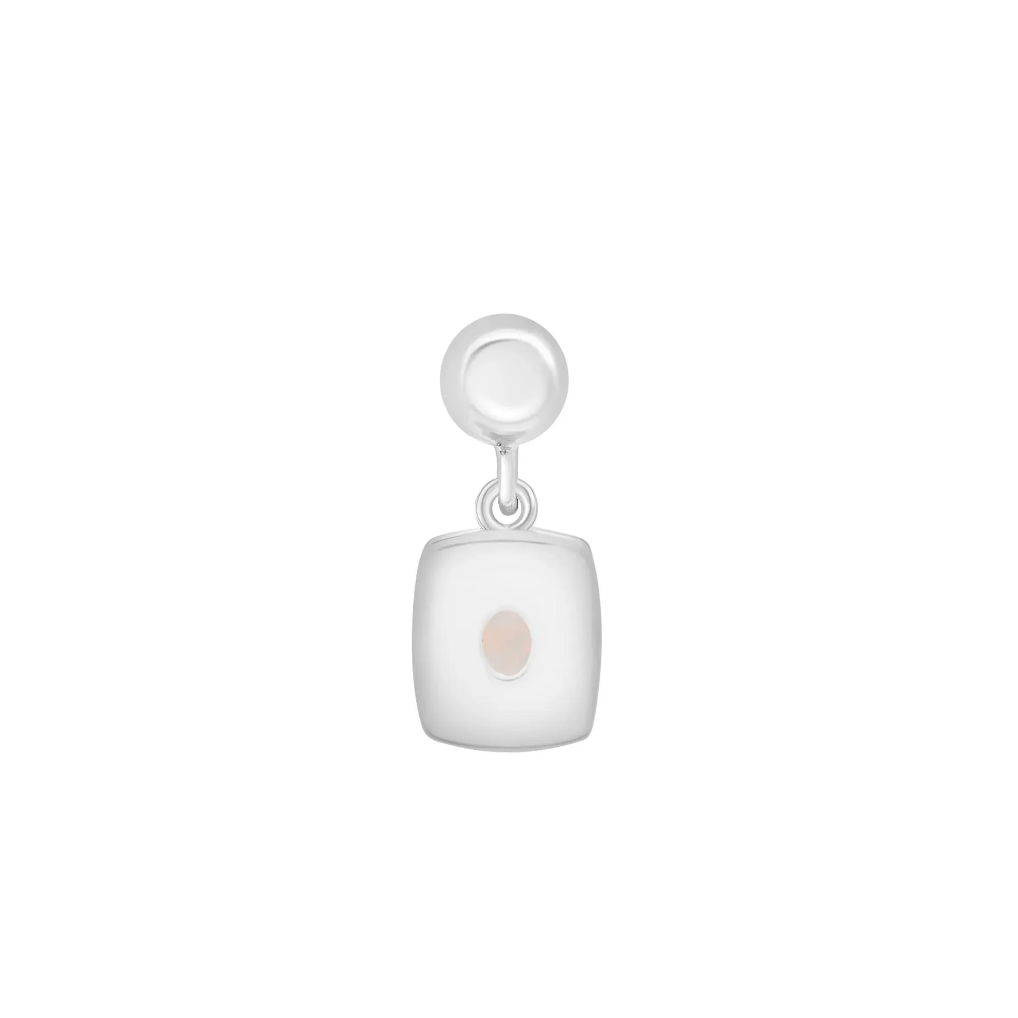 Lab-Created Opal Medallion Birthstone Bead Charm .925 Sterling Silver White Size 13.00mm - Image 3