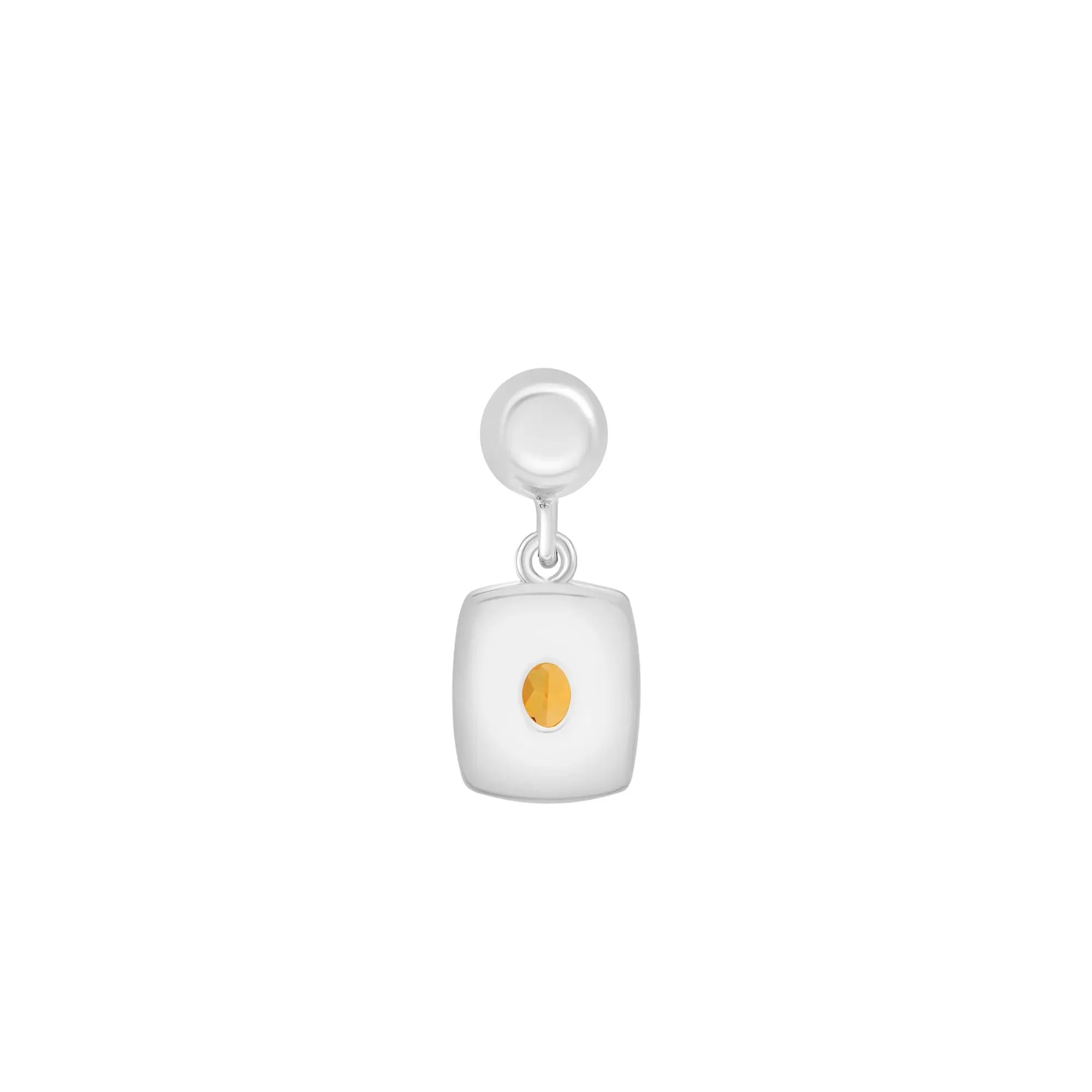Citrine Medallion Birthstone Bead Charm .925 Sterling Silver White Size 13.00mm - Image 3