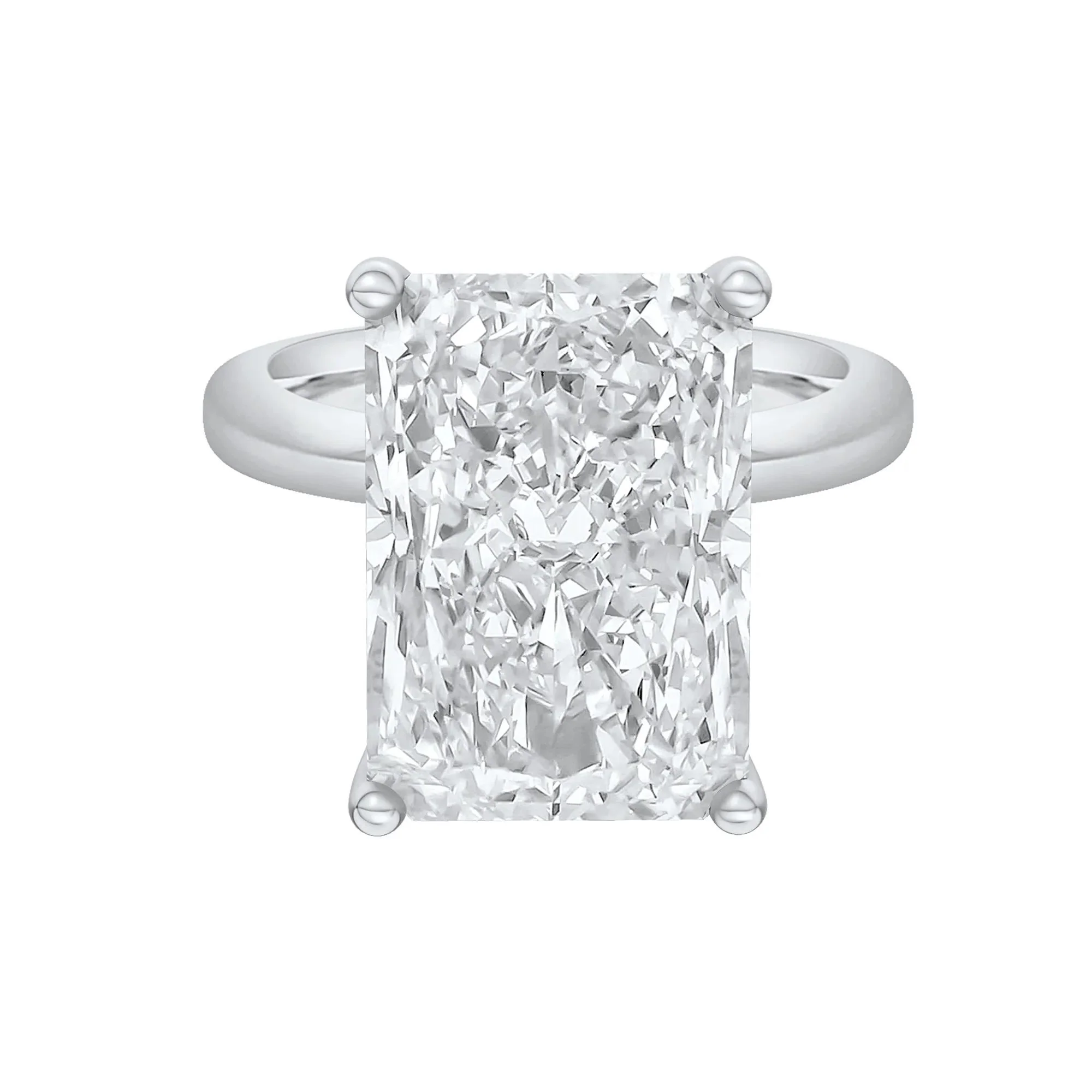 Lab Grown Diamond Radiant-Cut Solitaire Ring 14K White Gold (10 CT.) Size 10 2mm