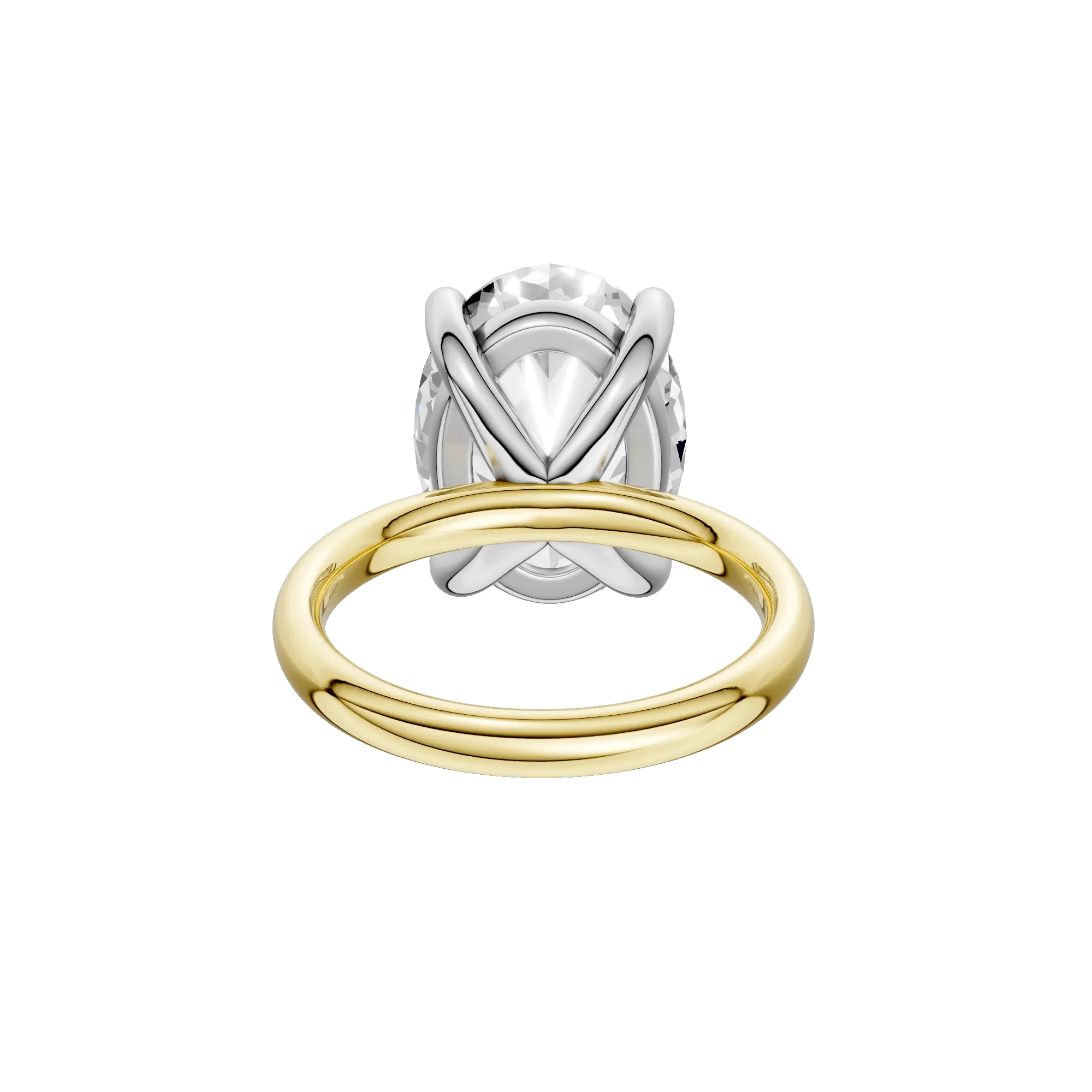 Lab Grown Diamond Oval Solitaire Ring 14K Yellow & White Gold (7 CT.) Size 4.5 2mm - Image 5