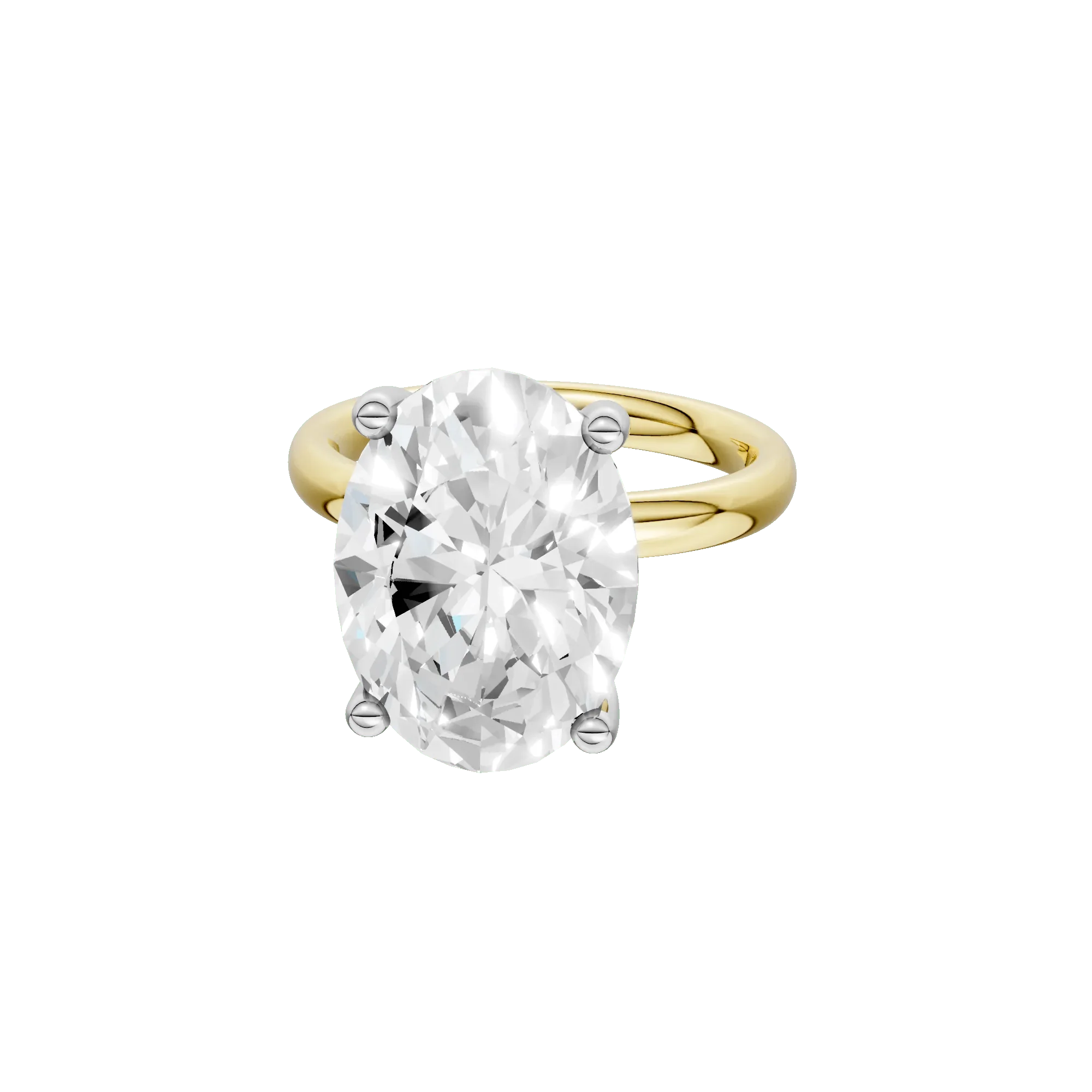 Lab Grown Diamond Oval Solitaire Ring 14K Yellow & White Gold (7 CT.) Size 6 2mm - Image 2