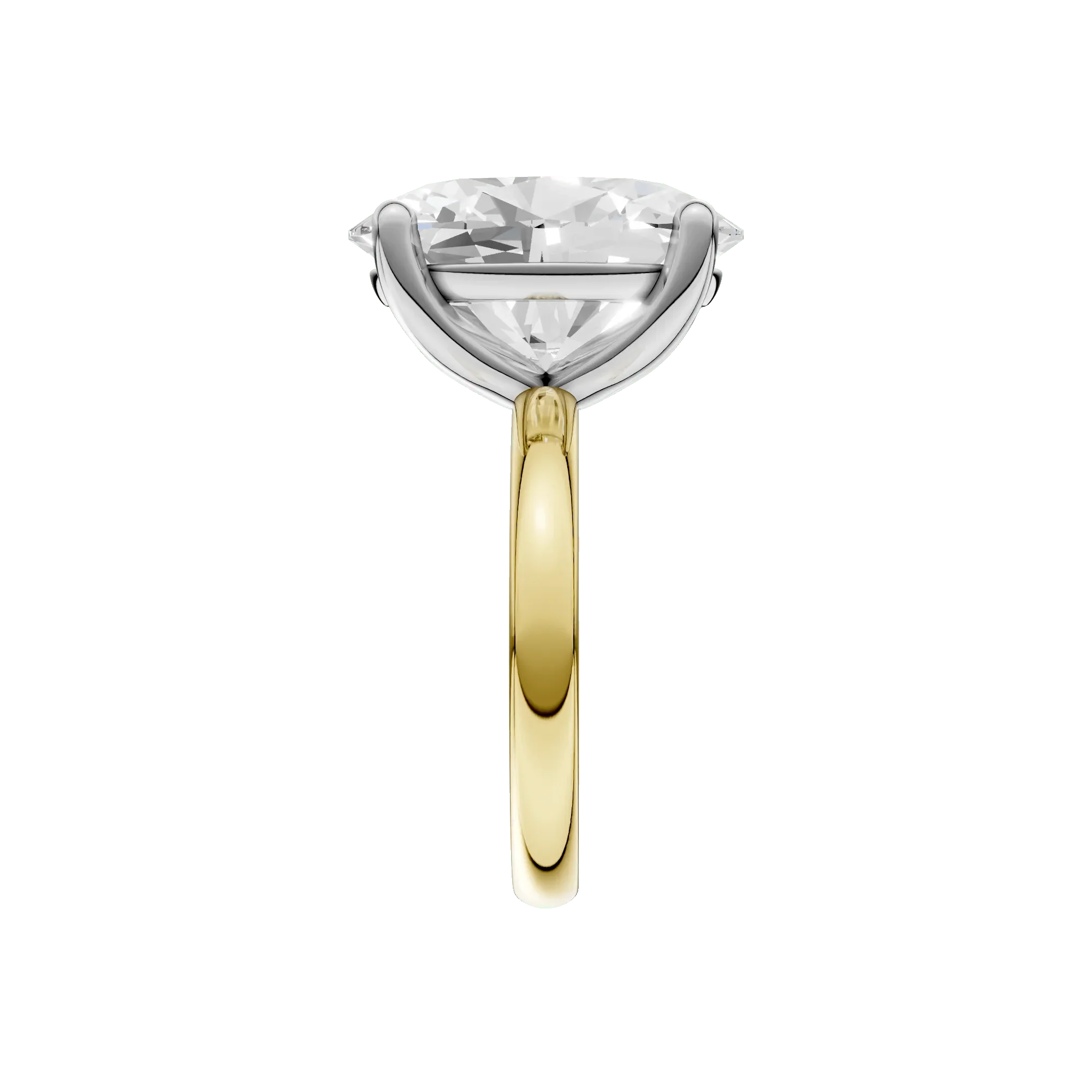 Lab Grown Diamond Oval Solitaire Ring 14K Yellow & White Gold (7 CT.) Size 6.5 2mm - Image 4