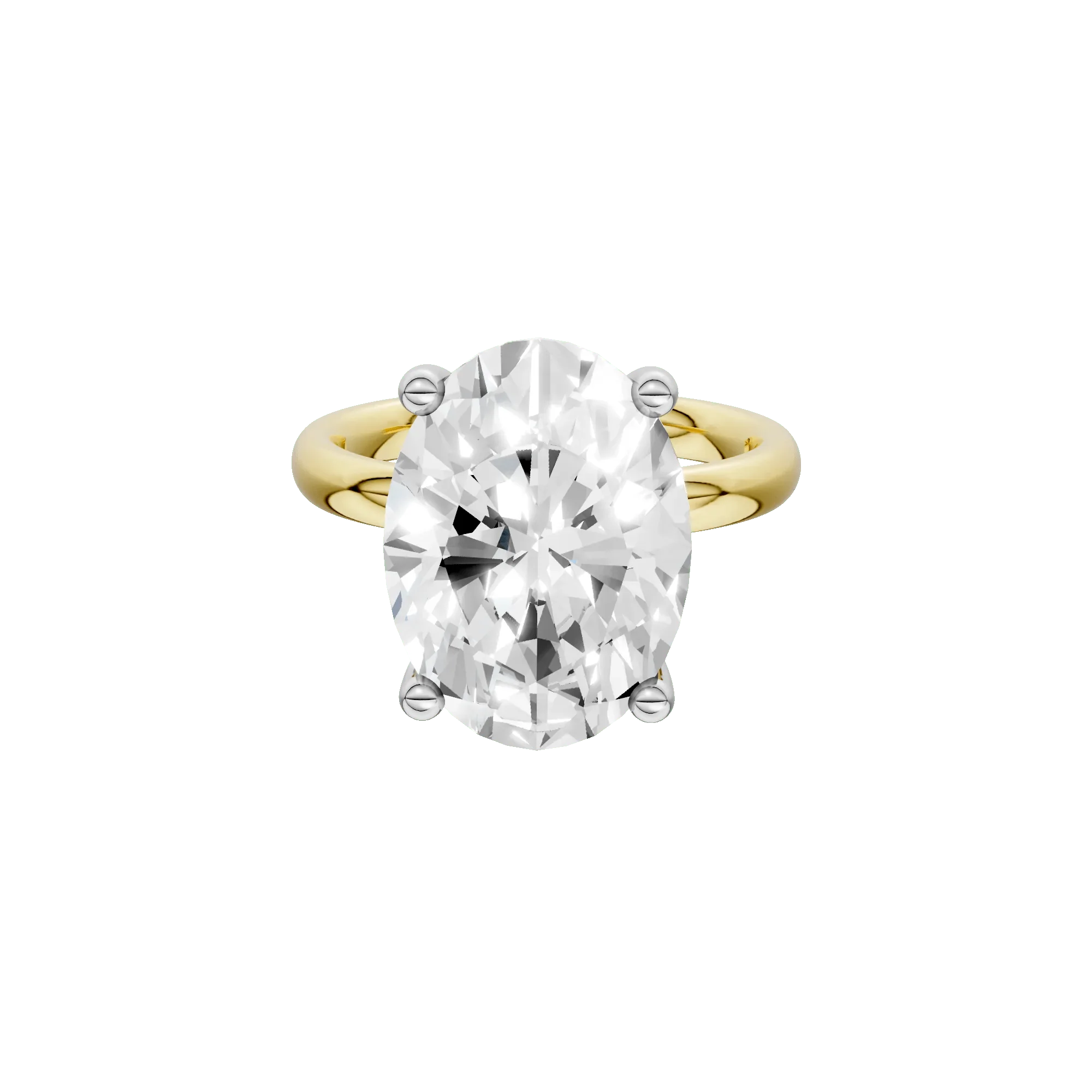 Lab Grown Diamond Oval Solitaire Ring 14K Yellow & White Gold (7 CT.) Size 7.5 2mm