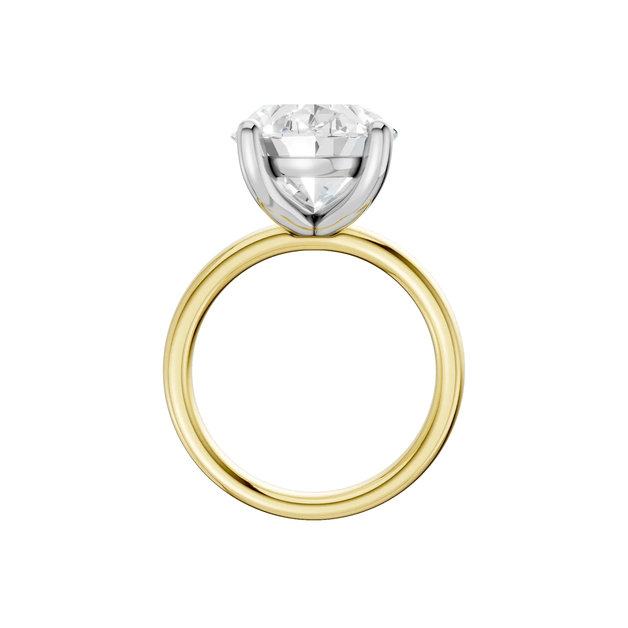 Lab Grown Diamond Oval Solitaire Ring 14K Yellow & White Gold (7 CT.) Size 8 2mm - Image 3