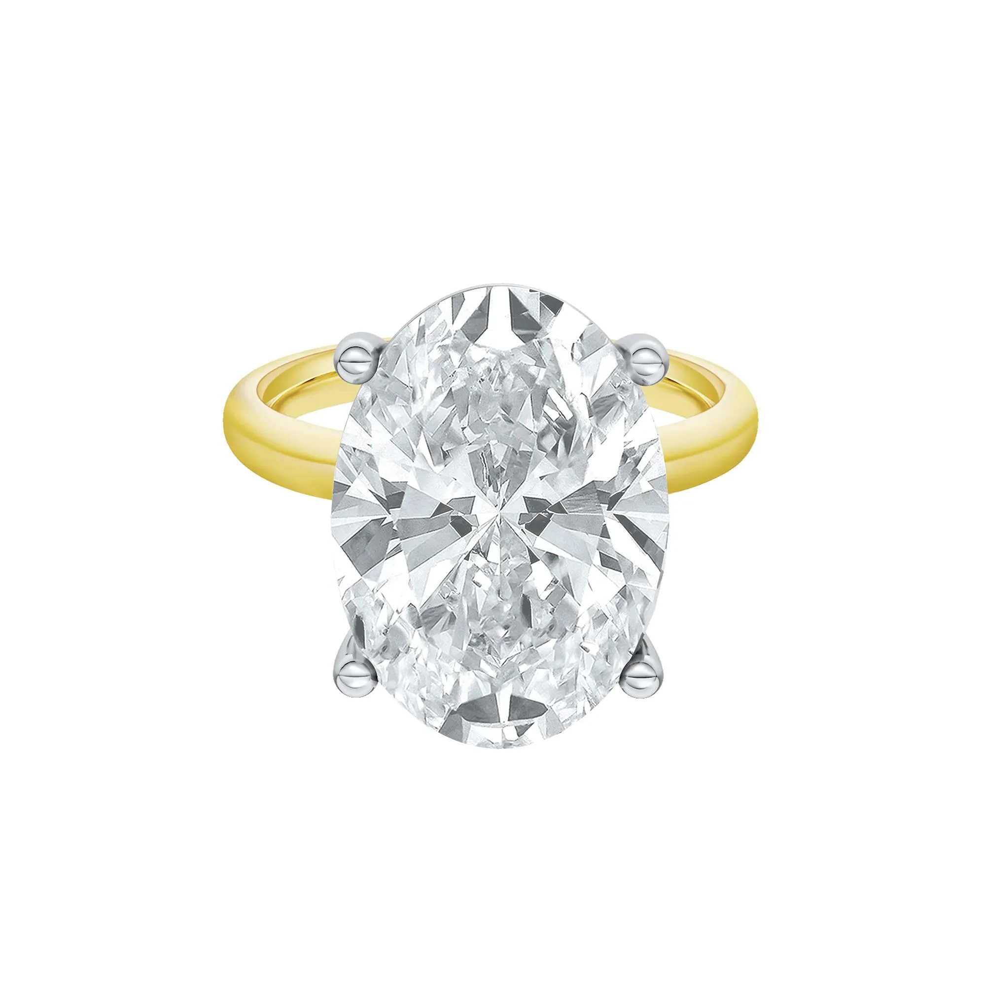 Lab Grown Diamond Oval Solitaire Ring 14K Yellow & White Gold (8 CT.) Size 4.5 2mm