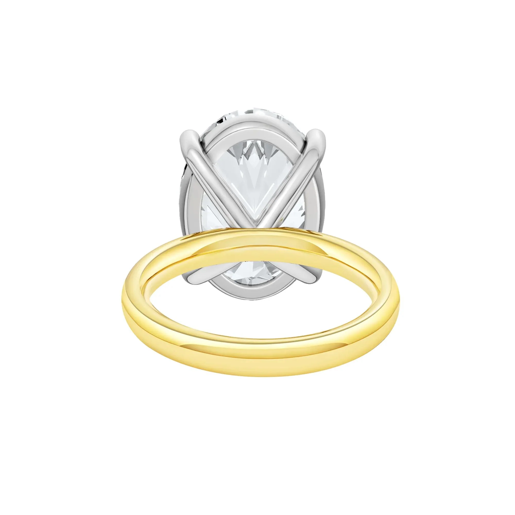 Lab Grown Diamond Oval Solitaire Ring 14K Yellow & White Gold (8 CT.) Size 8.5 2mm - Image 4